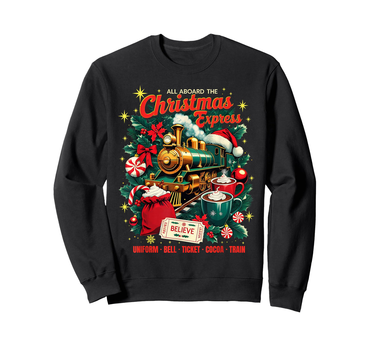 All Aboard The Christmas Express Train Santa Holiday T-Shirt