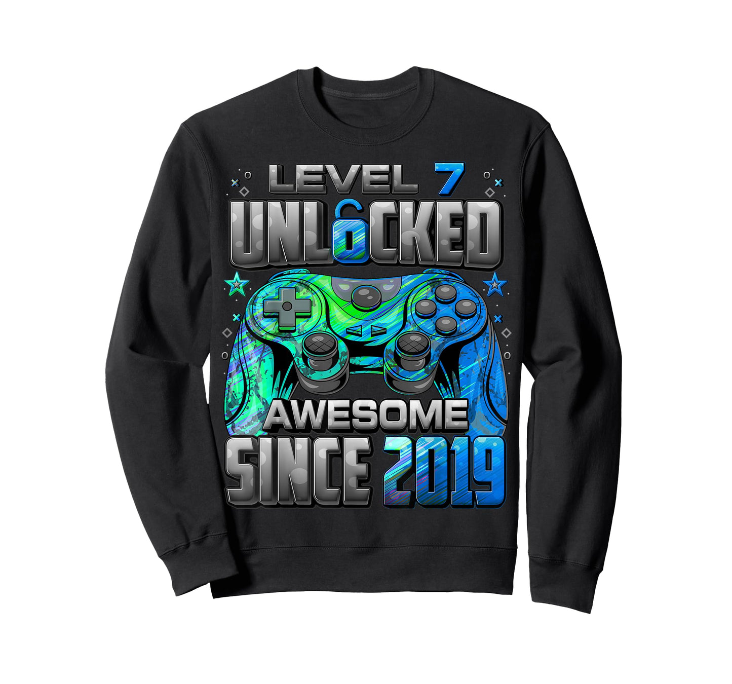 Level 7 Unlocked Awesome Since 2019 7th Birthday Gaming T-Shirt