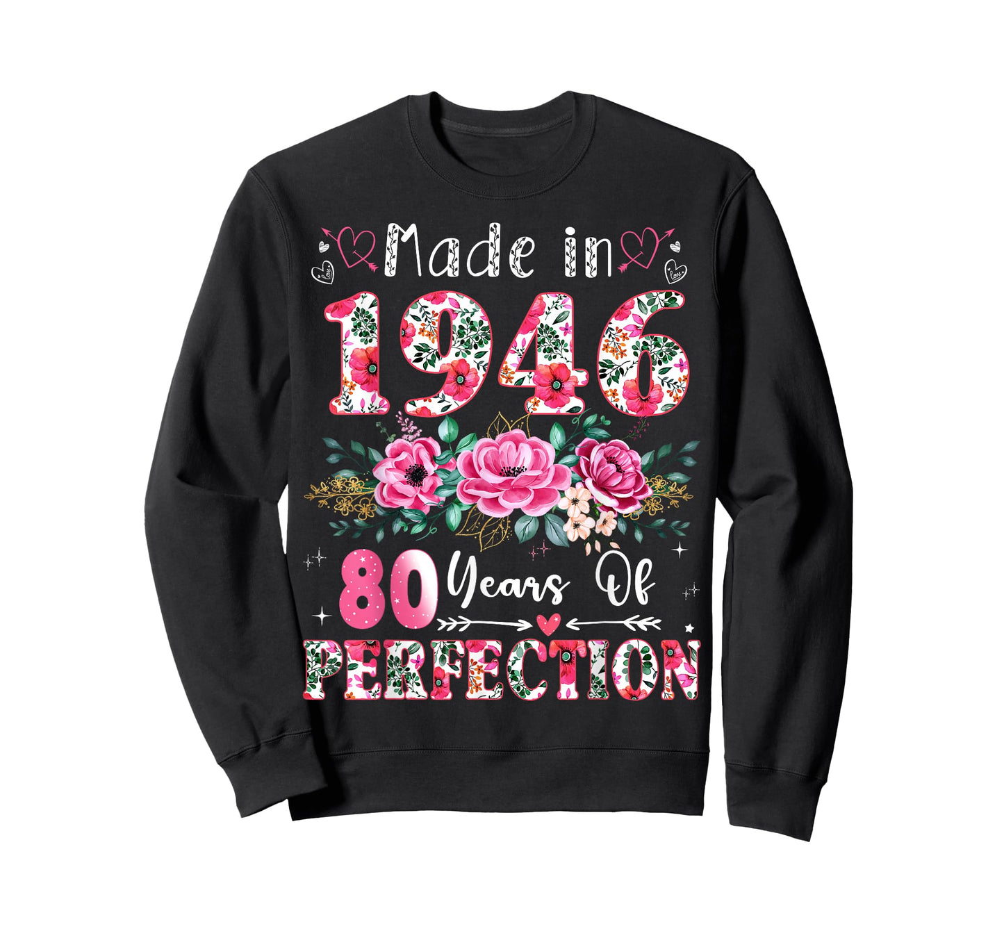 80 Year Old Made in 1946 Floral 80th Birthday Women T-Shirt