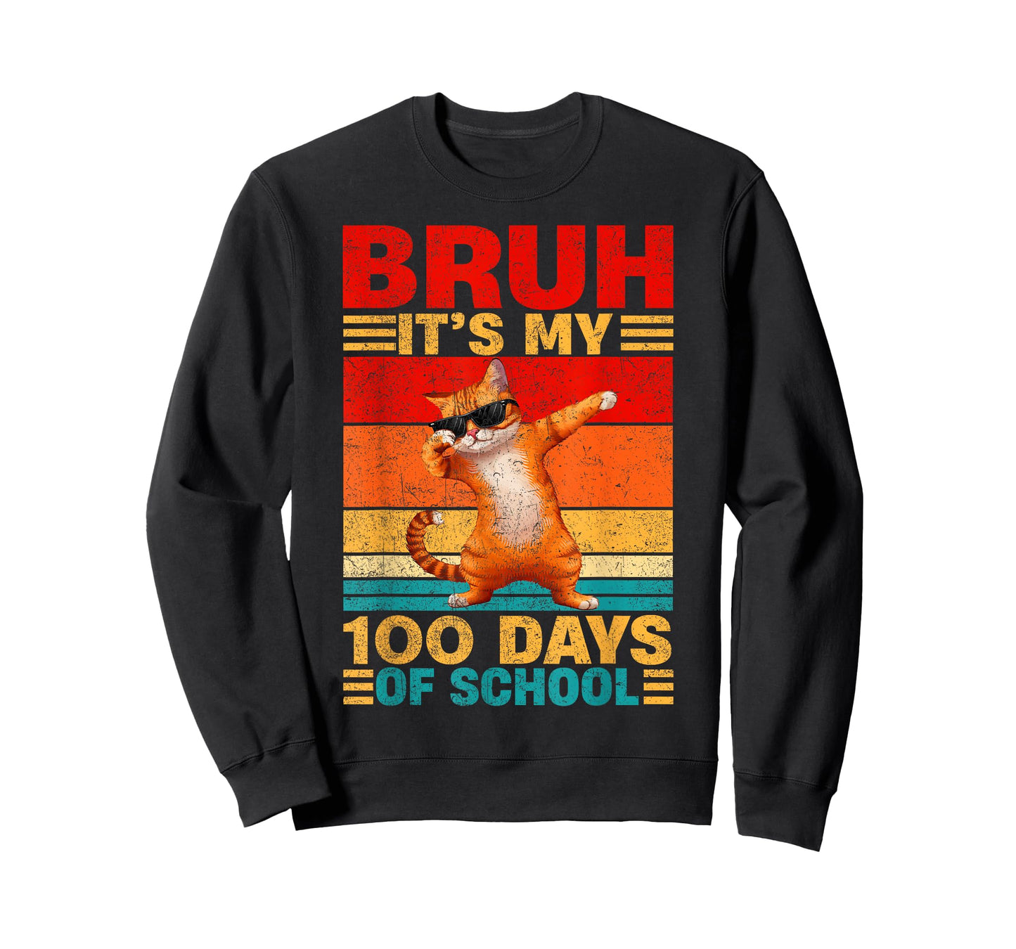 Bruh It's My 100 Days of School Funny Cat Dabbing T-Shirt