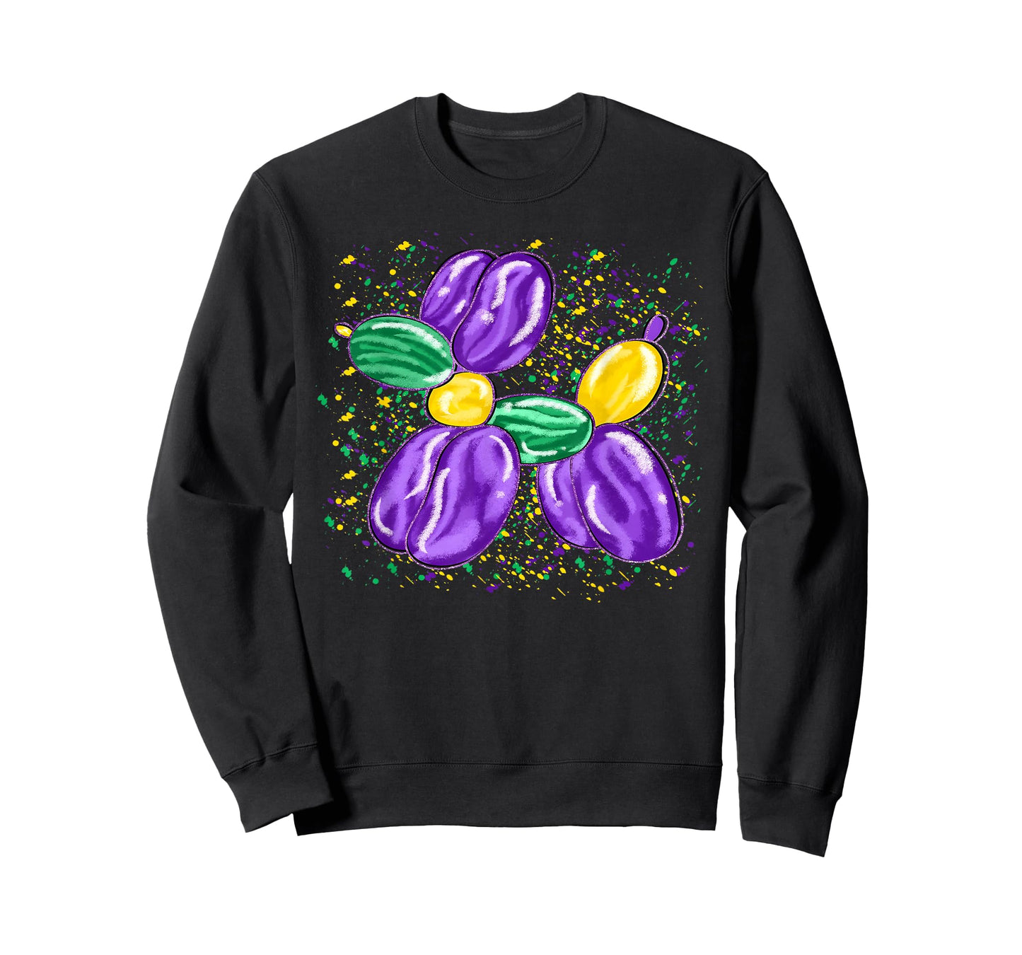 Mardi Gras Balloon Dog Costume Beads Men Women Kids T-Shirt