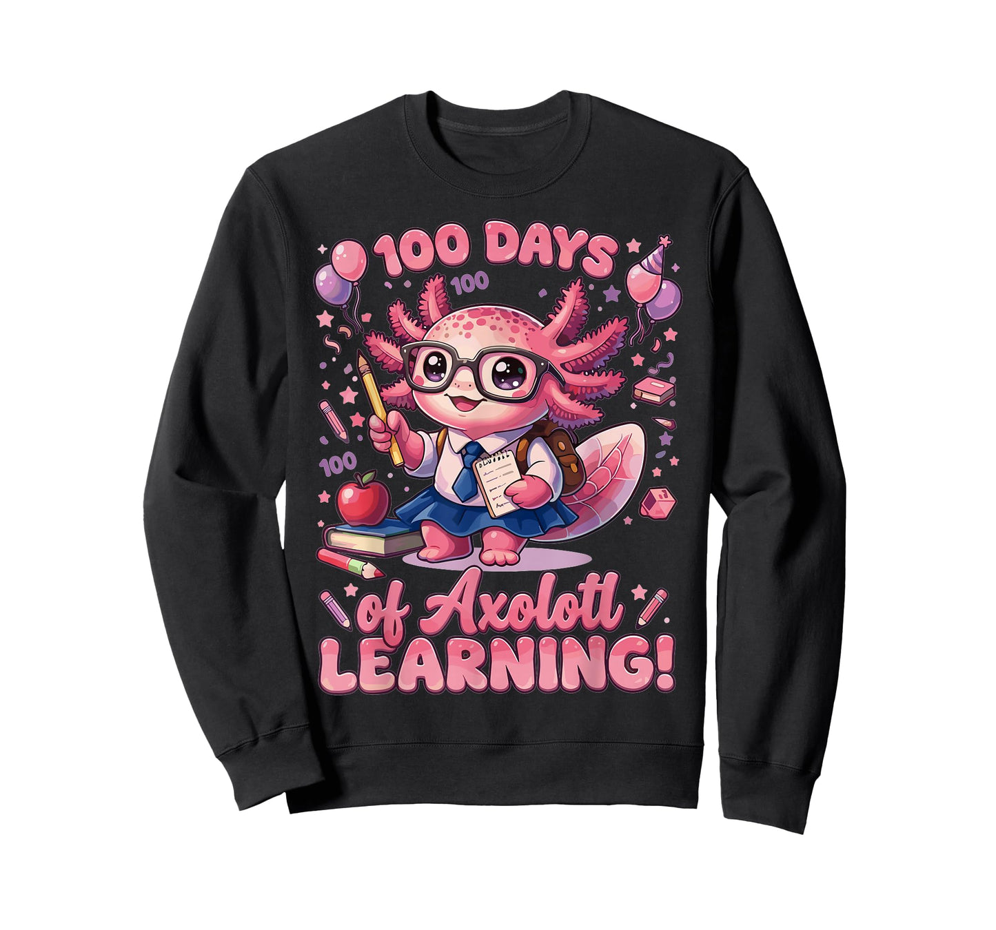 100 Days of Axolotl Learning Cute School T-Shirt