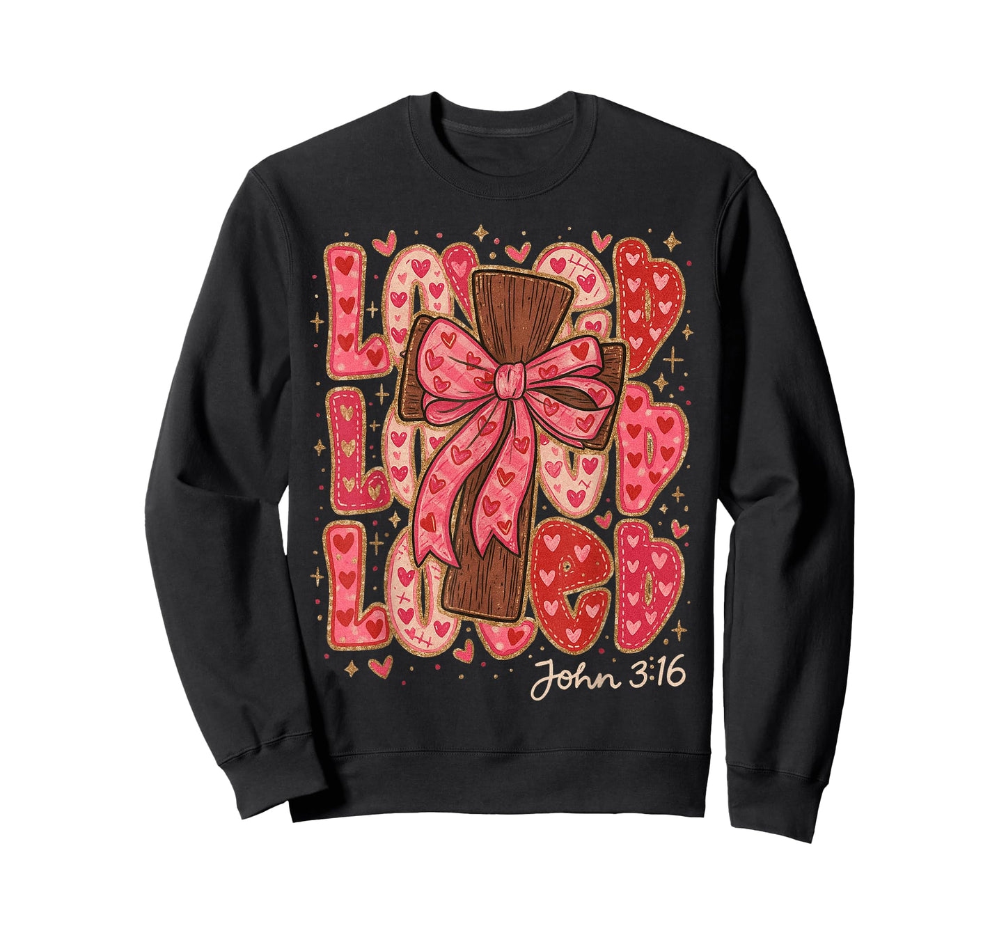 HUGvyn Loved John 3:16 Valentine Christian Preppy Coquette T-Shirt