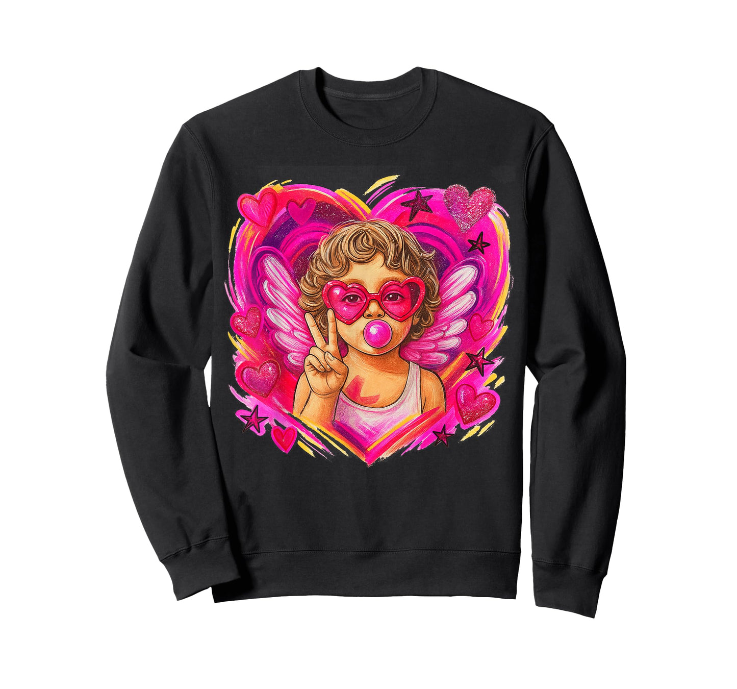 Cupid Heart Valentines Day XOXO Preppy Brushstroke T-Shirt