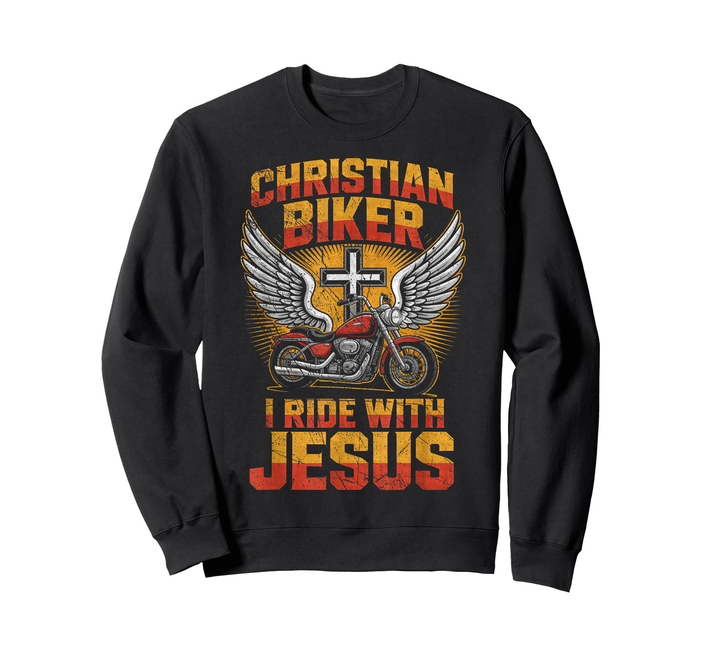 I Ride with Jesus, Christian Cross Biker Motorcycle Lover T-Shirt