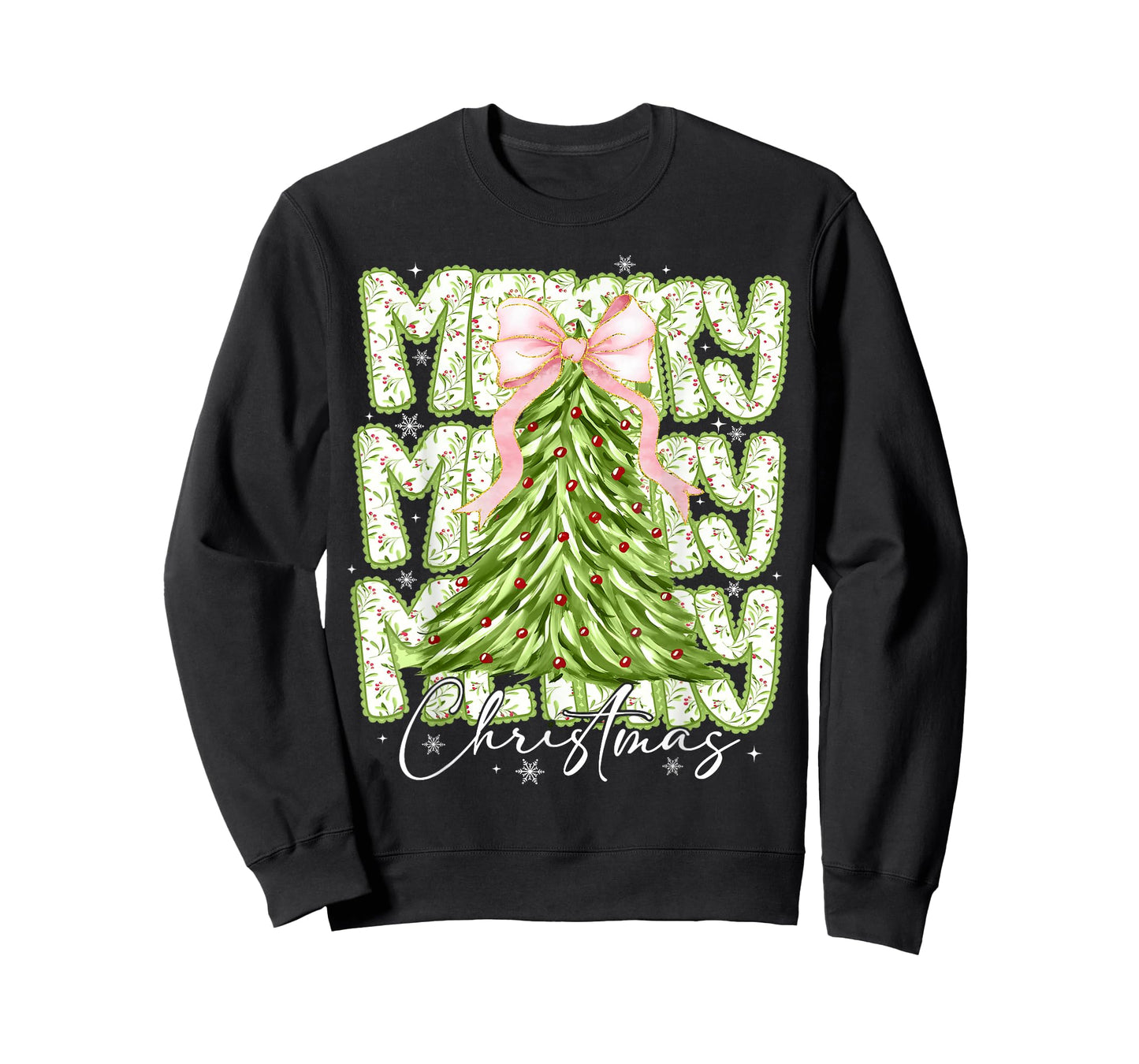 Merry Christmas Coquette Bow Tree Xmas Holiday Girl Women T-Shirt