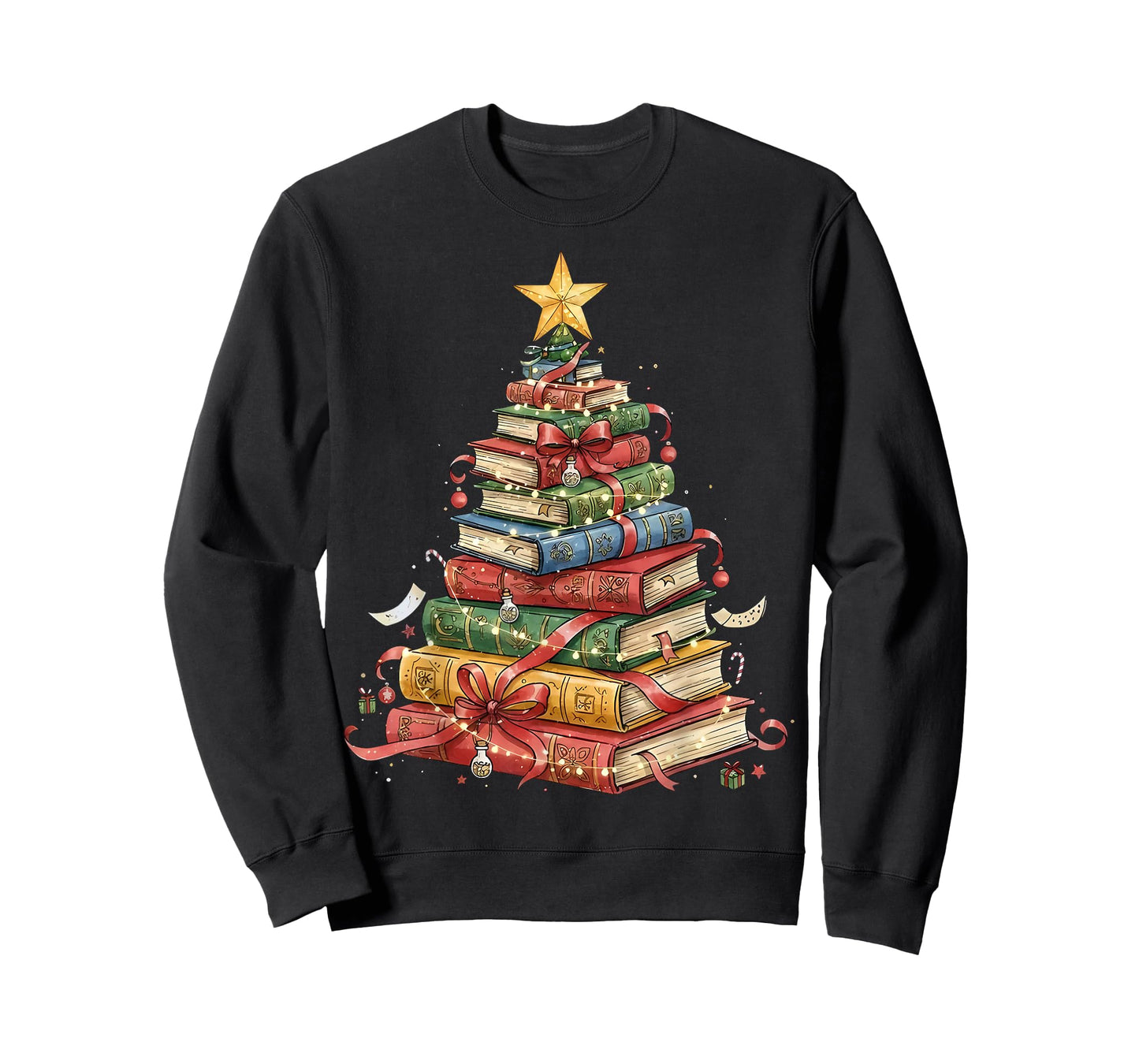All Booked for Christmas Book Christmas Tree Lights T-Shirt