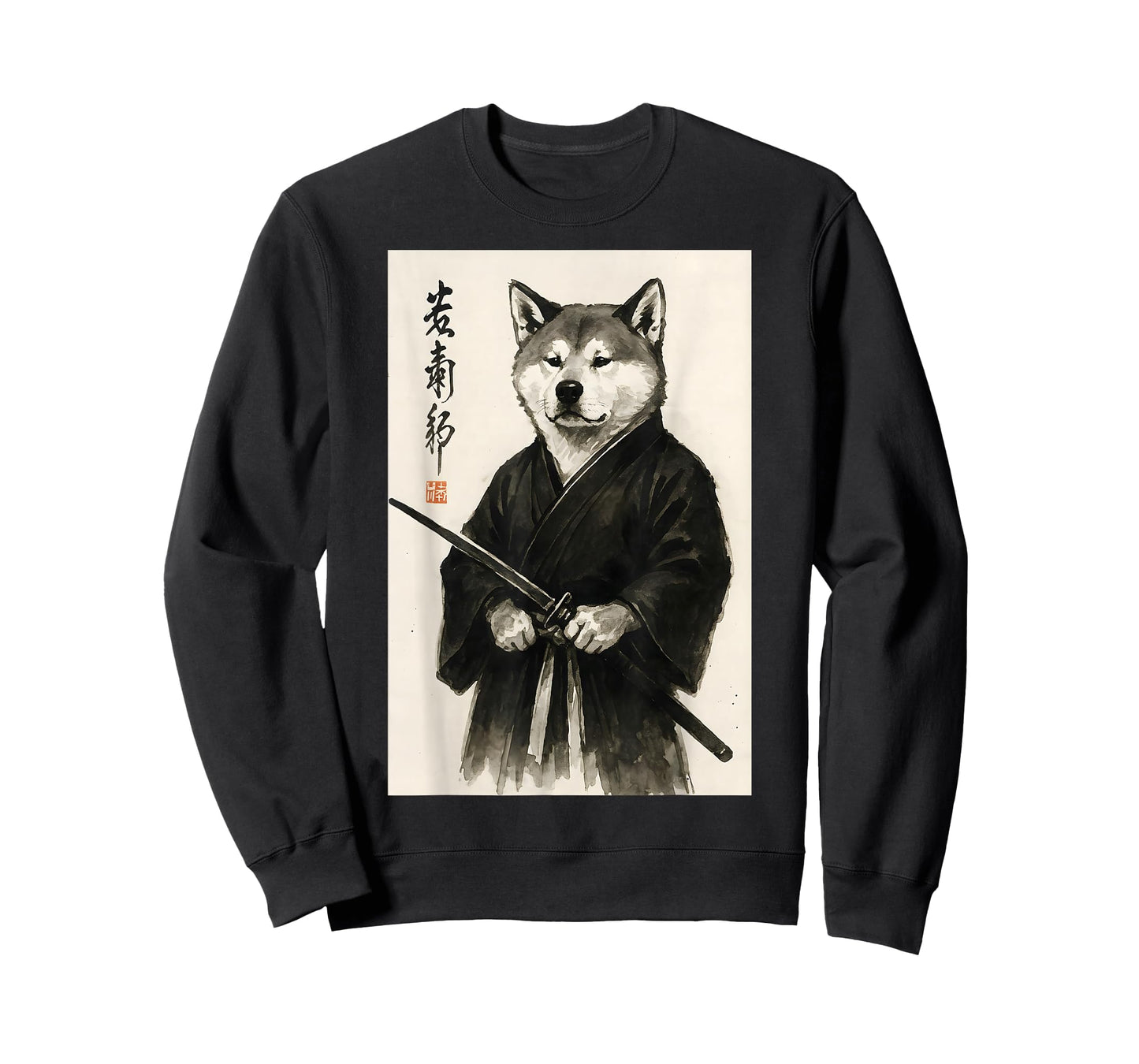 Traditional Sumi-e Aesthetic Warrior Japanese Akita Inu T-Shirt