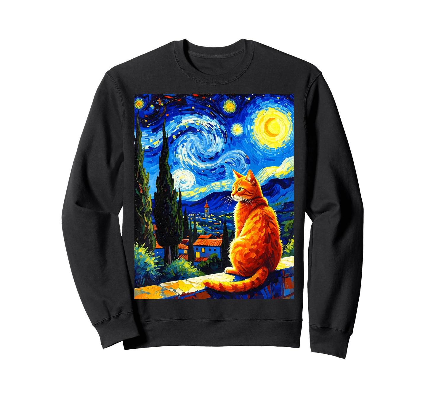 Van Gogh Starry Night Cat,Cat Mom, Cat Dad T-Shirt
