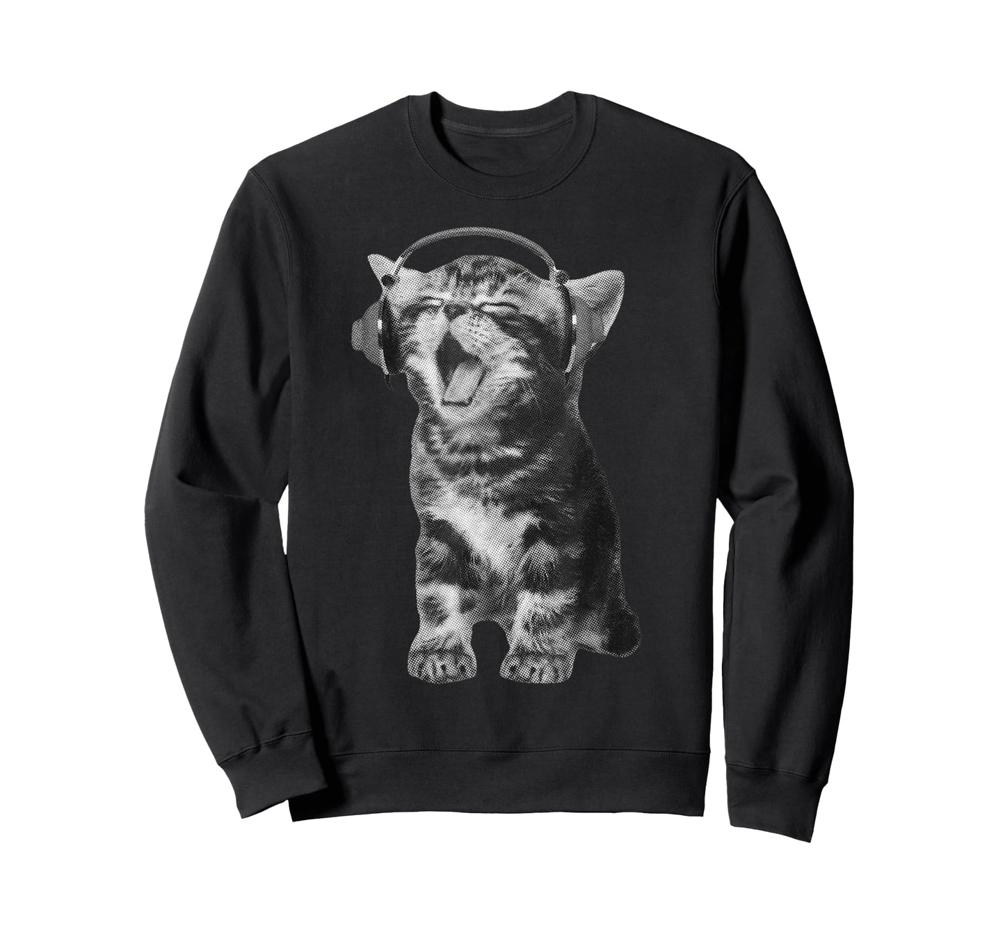 Cute Headphones Cat Meme Funny Y2K Grunge Silly Graphic Gift T-Shirt