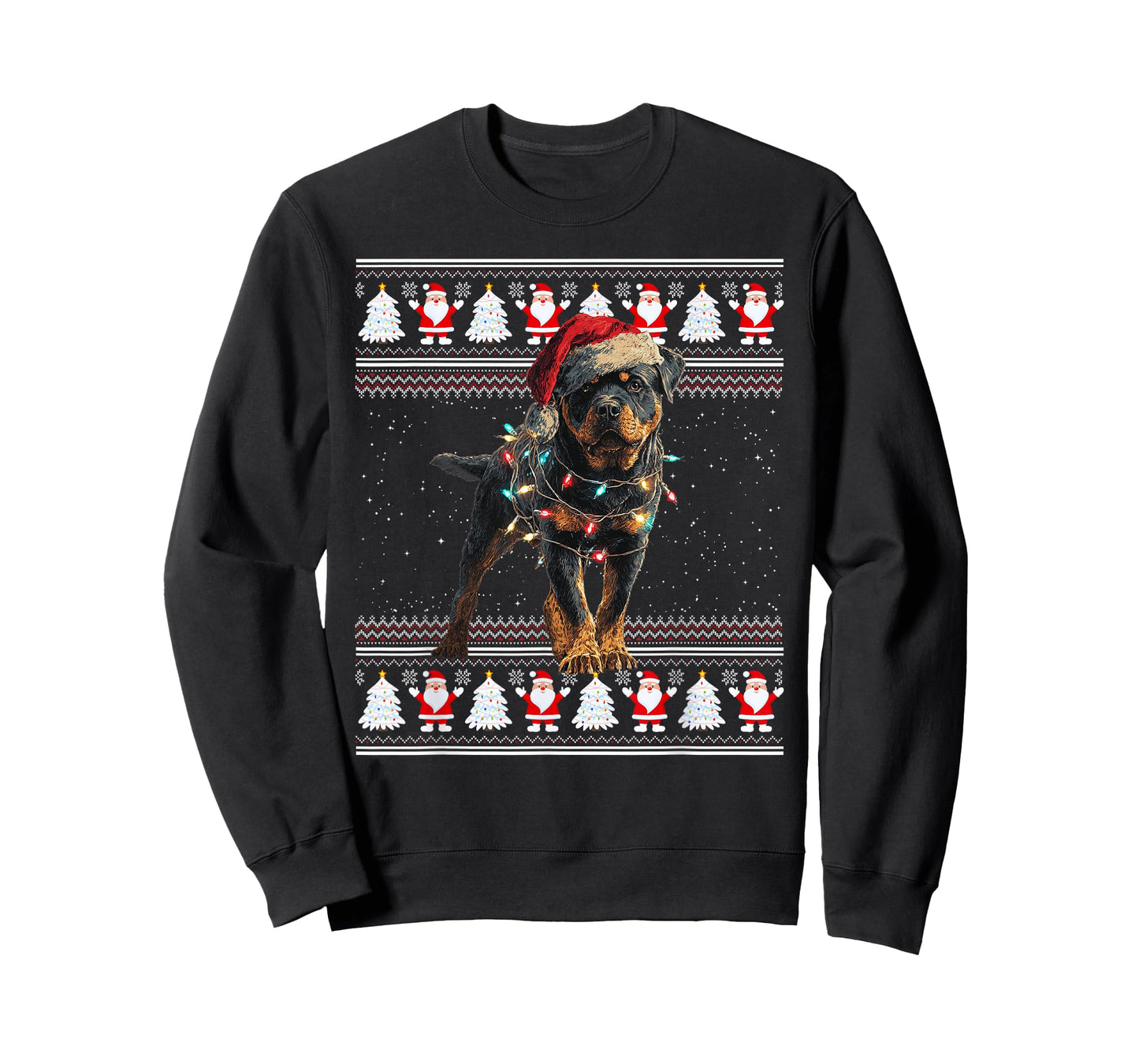 Rottweiler Ugly Christmas Sweaters Funny Dog Lights Xmas T-Shirt