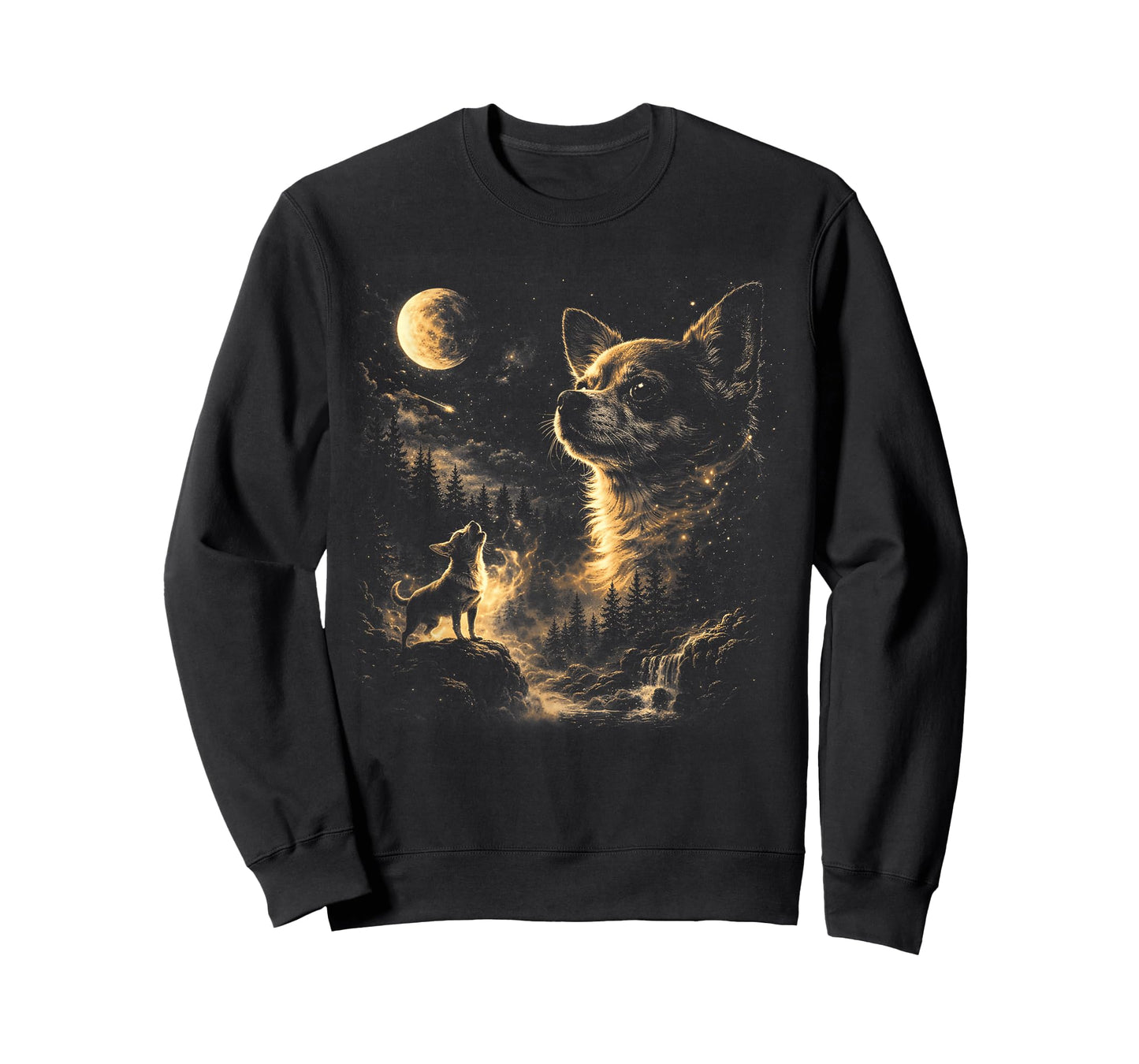 Chihuahua Howling to The Moon Vintage 90s Retro Animal T-Shirt