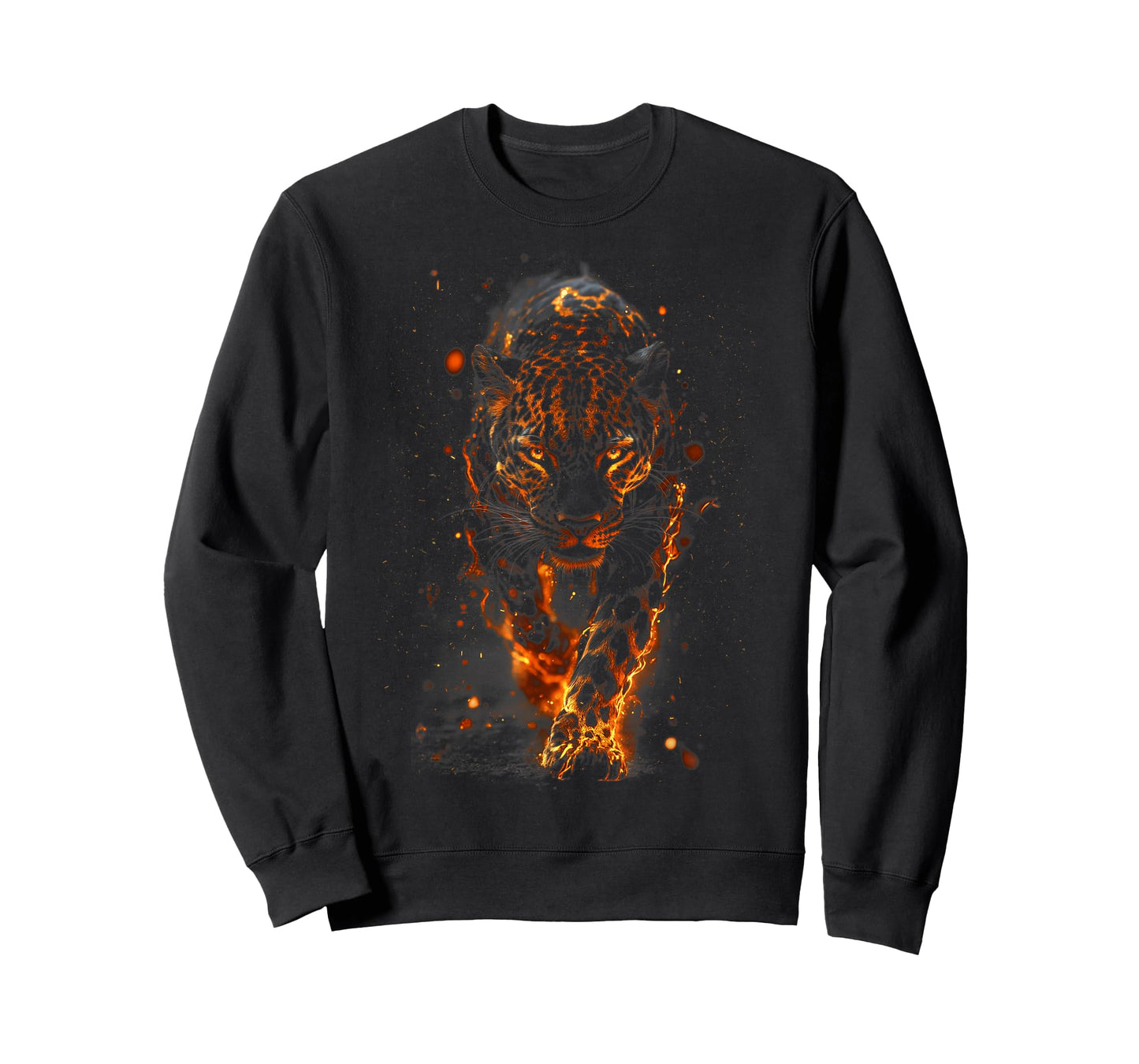 Flaming Jaguar Fierce Leopard Wild Fire Animal Spirit Art T-Shirt