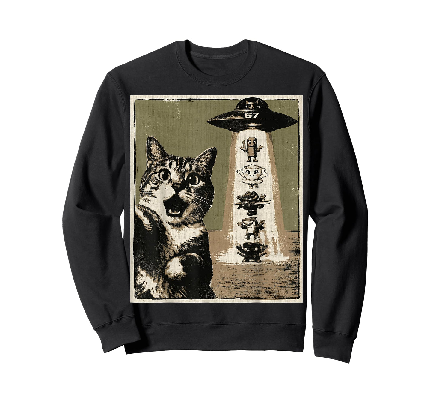 67 Six Seven 6 7 Italian Brainrot Cat Meme Selfie Alien UFO T-Shirt