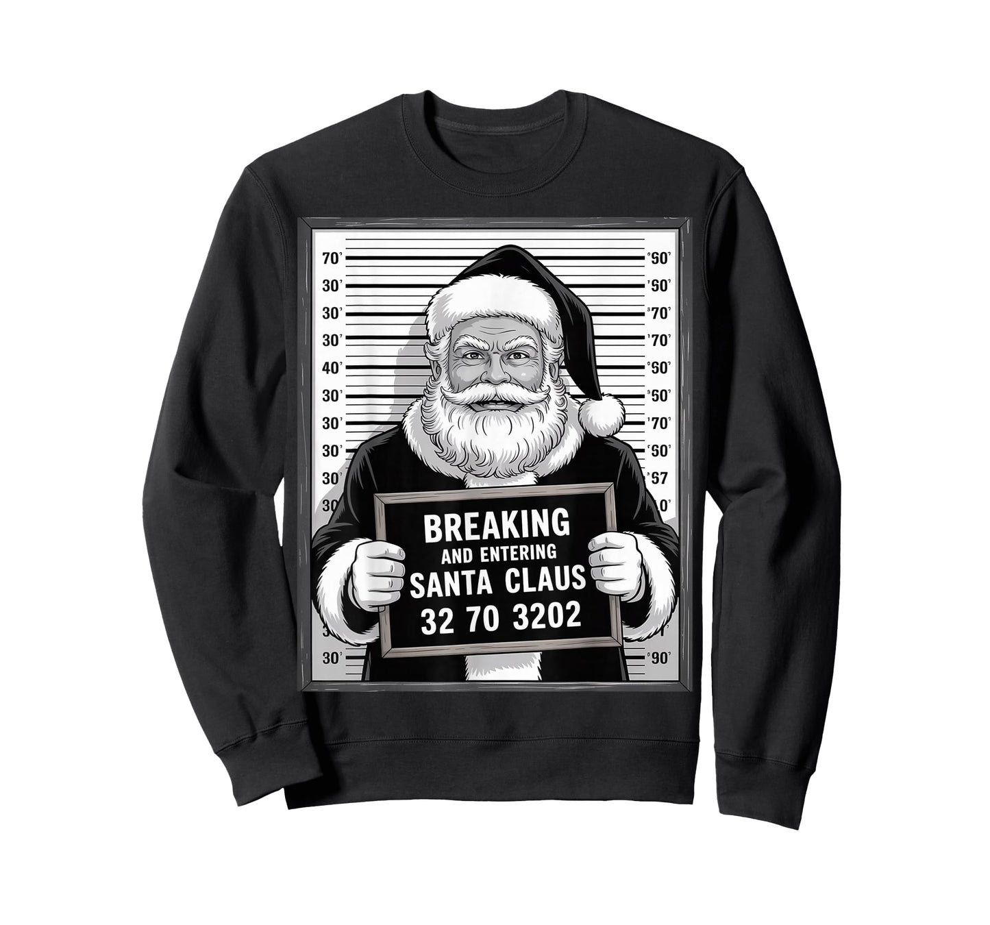 Santa Claus Mugshot Funny Breaking and Entering Xmas T-Shirt