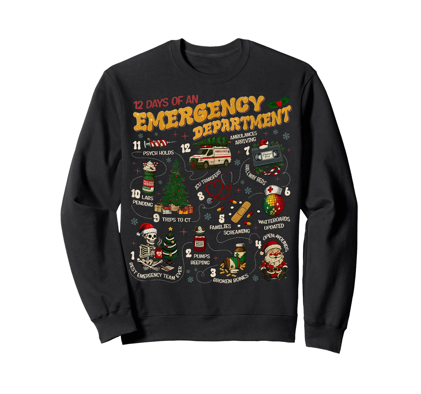 12 Days of an Emergency Department ER ED Nurse Christmas T-Shirt
