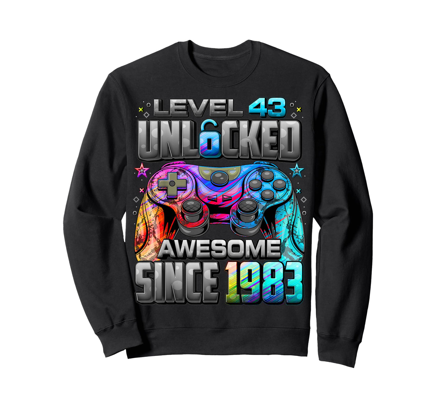 Level 43 Unlocked Awesome Since 1983 43rd Birthday Gaming T-Shirt
