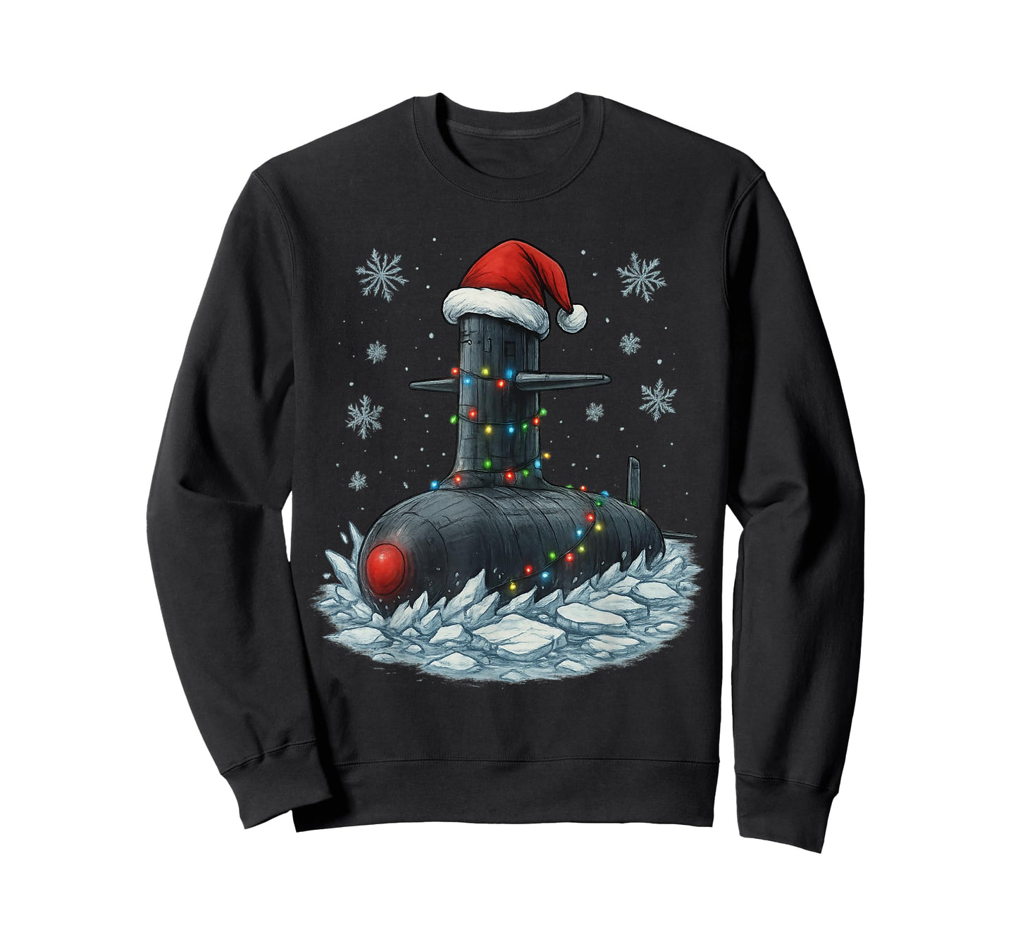 Christmas Lights Wrapped On Military Ohio Class Submarine T-Shirt