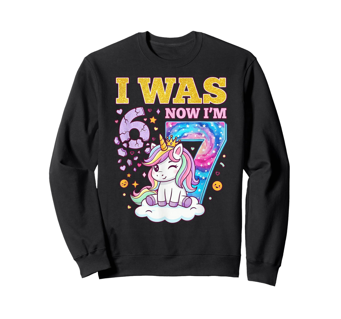 I was 6 Now I'm 7 Unicorn Girl 6 7 Birthday T-Shirt
