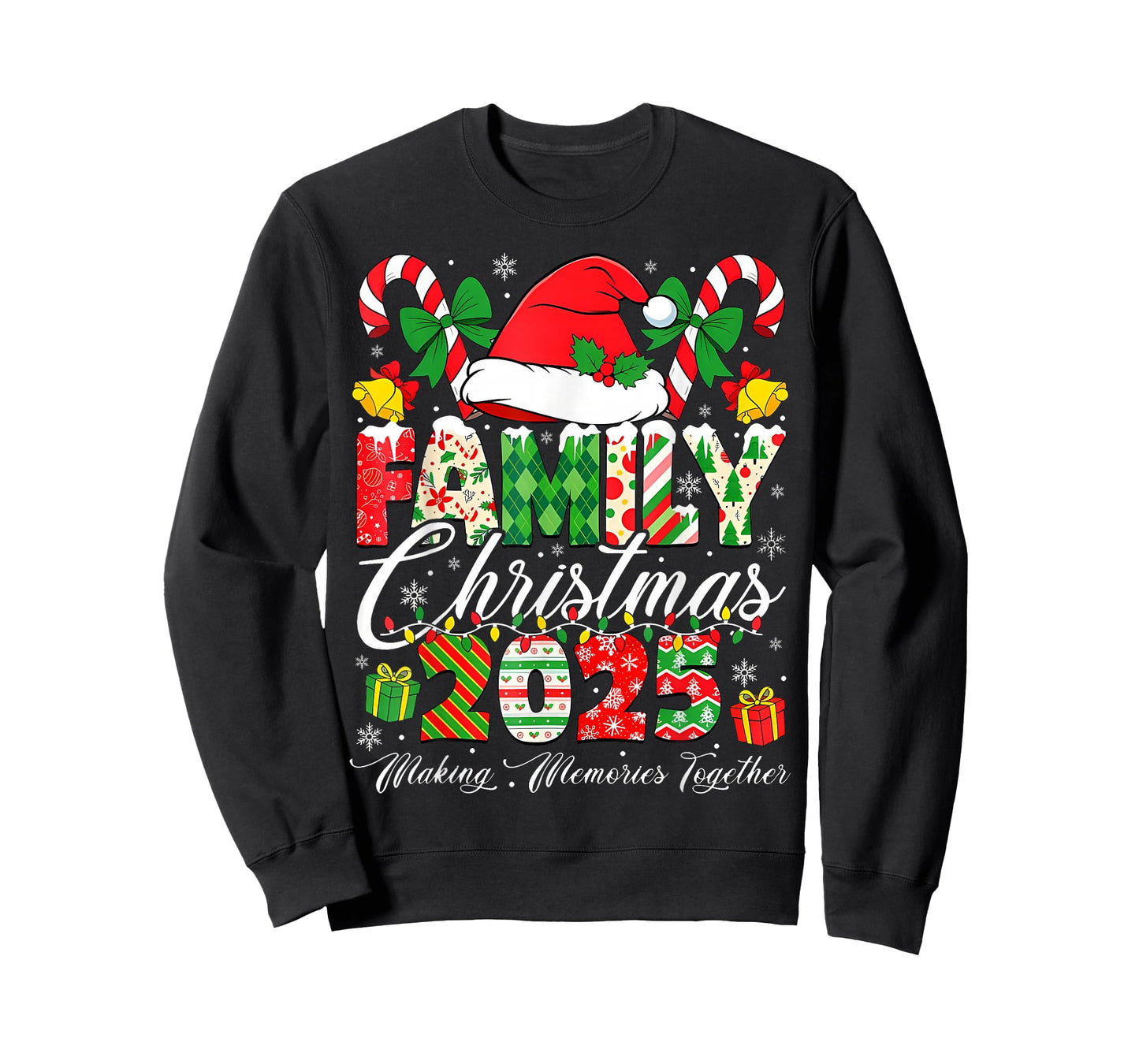 Merry Christmas Lights Red Santa Hat Xmas Family Men Women T-Shirt