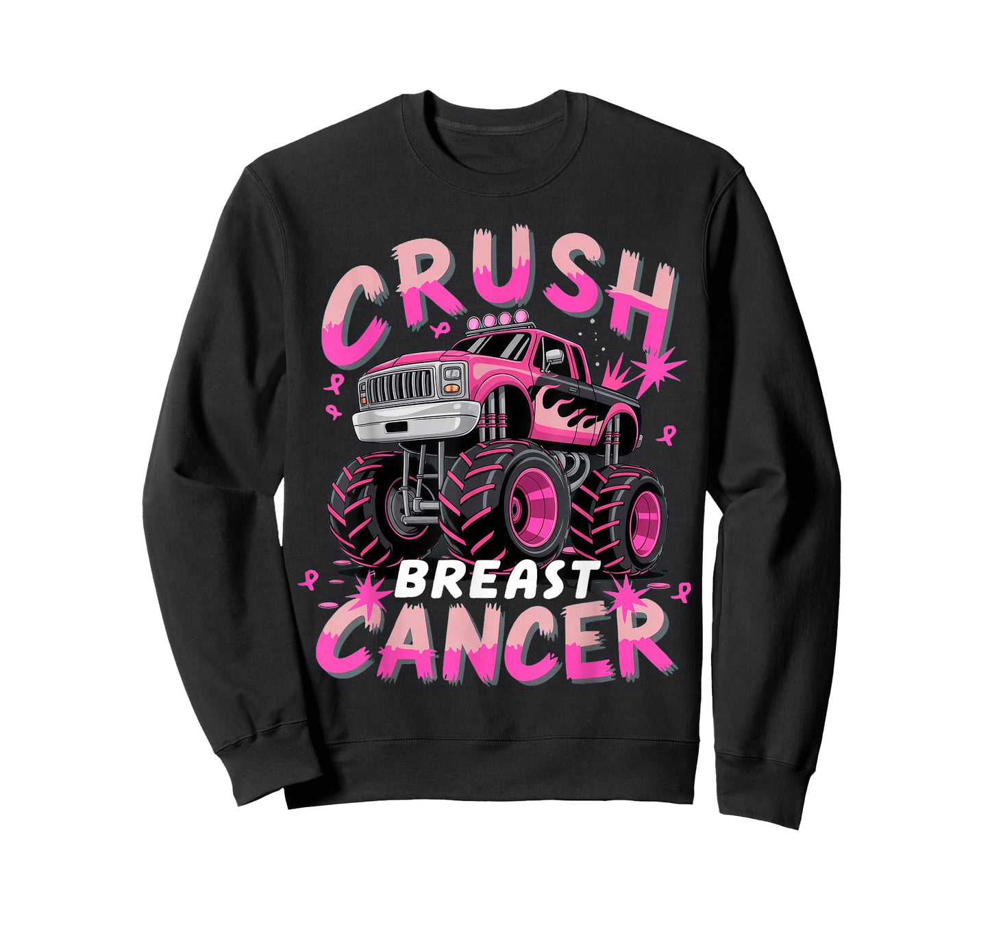 Crush Breast Cancer Monster Truck Girls Boys Pink Awareness T-Shirt