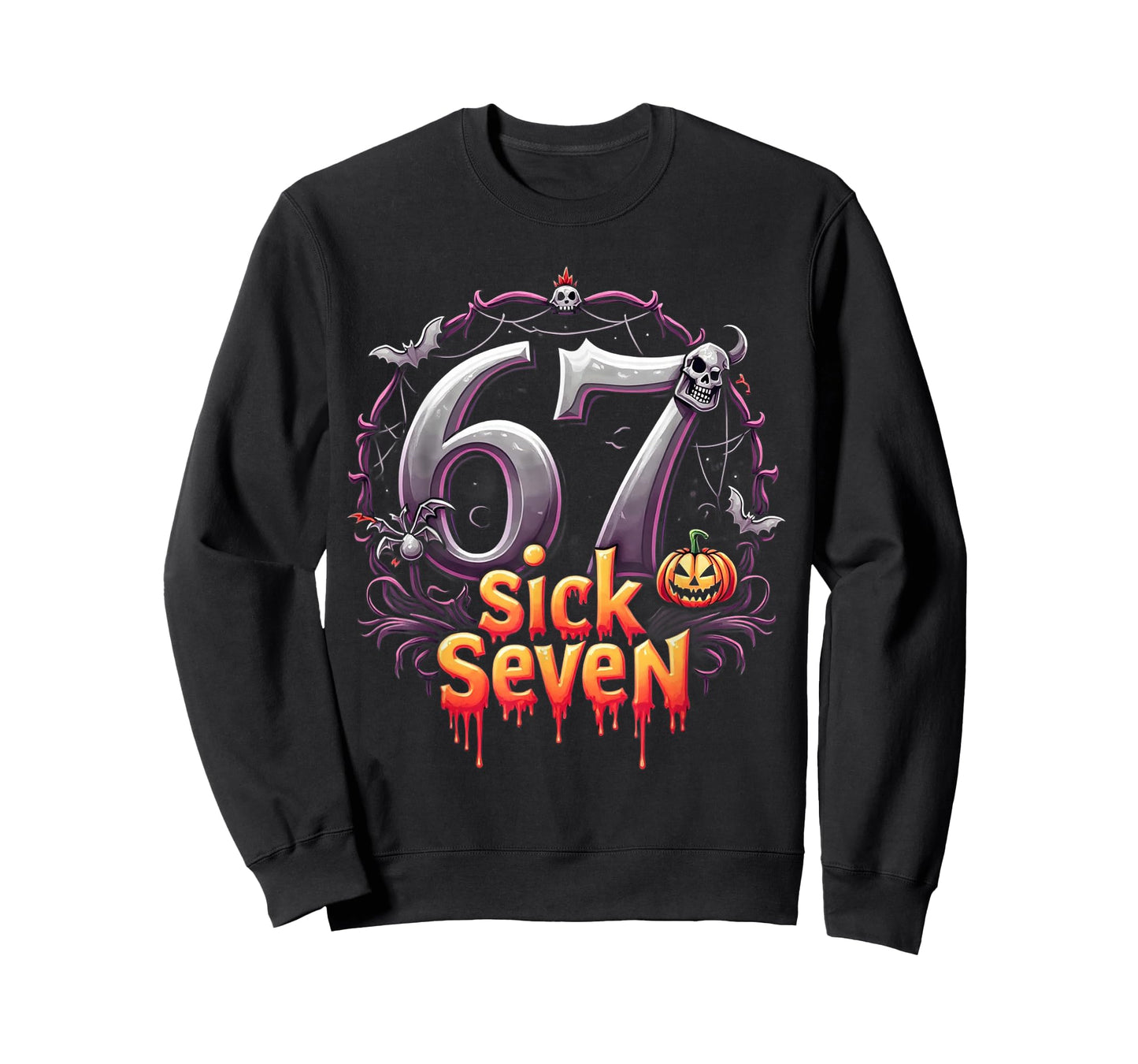 Fun Six Seven 6 7 Meme Design Fun Sick Seven Halloween Meme T-Shirt
