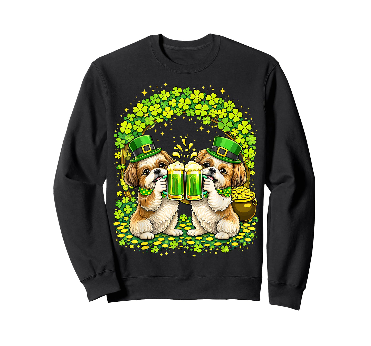 St Patrick’s Day Irish Shih Tzu Beer Shamrock Dog Lover Men T-Shirt
