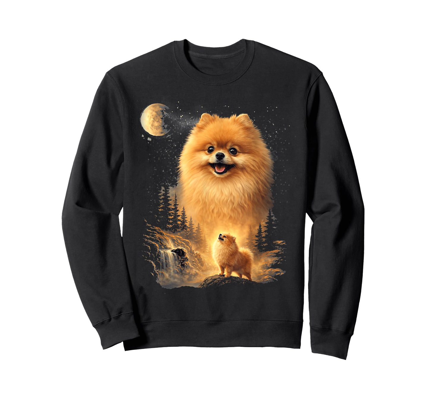 Pomeranian Howling to The Moon Vintage Dog Art T-Shirt
