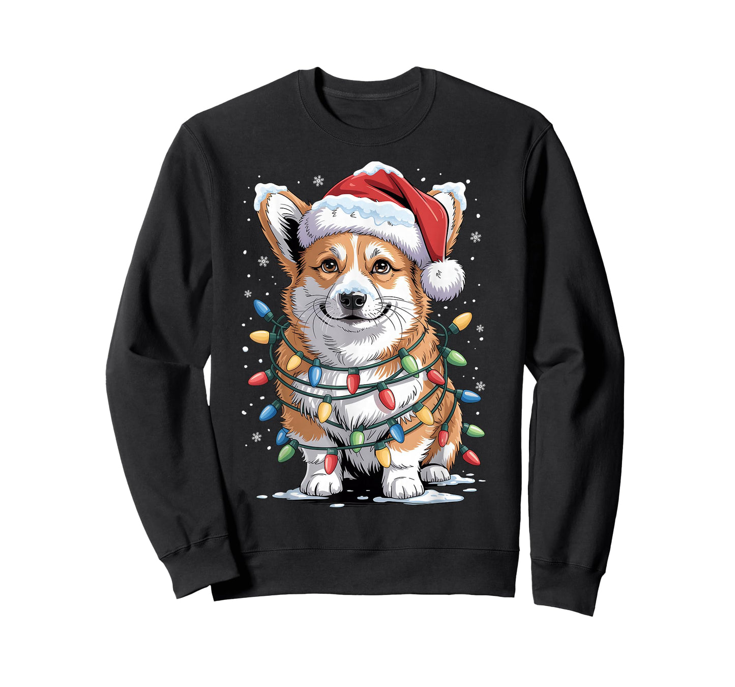 Cute Corgi Christmas Tree Santa Lights Dog Xmas Corgi T-Shirt