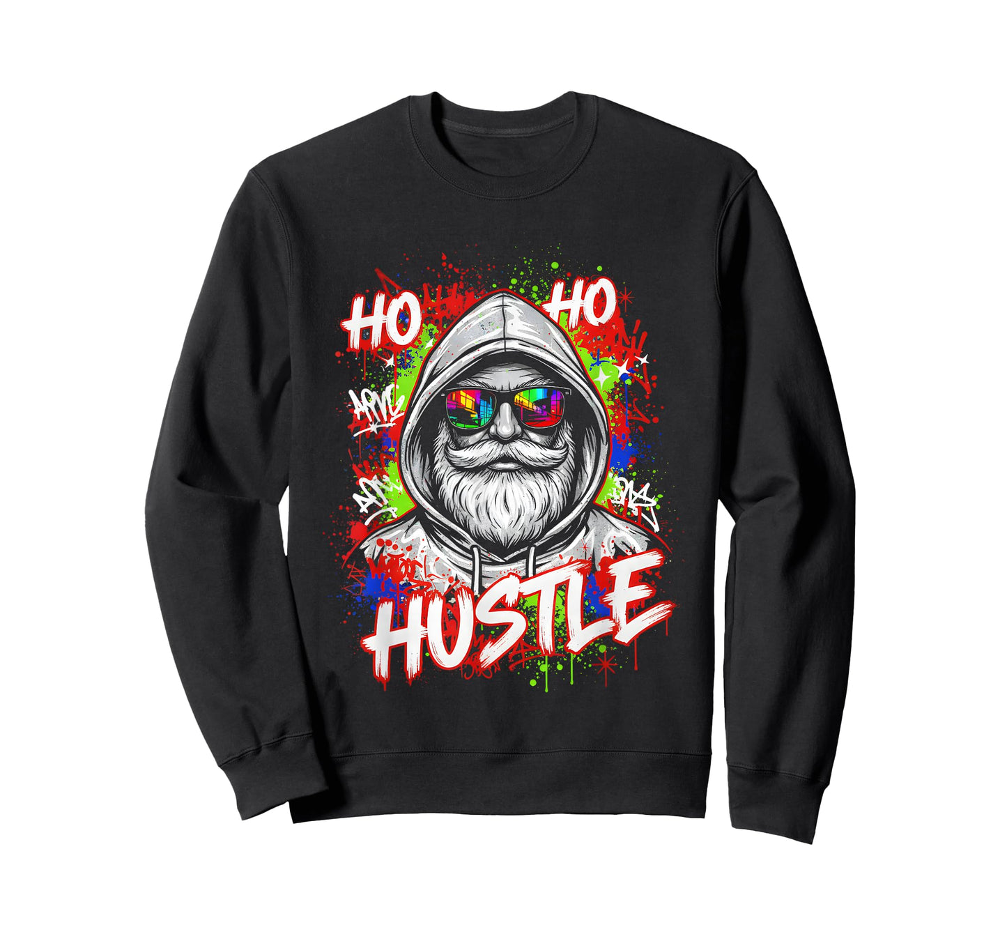 Cool Santa Claus Graffiti Hustle Christmas Pajama Top T-Shirt