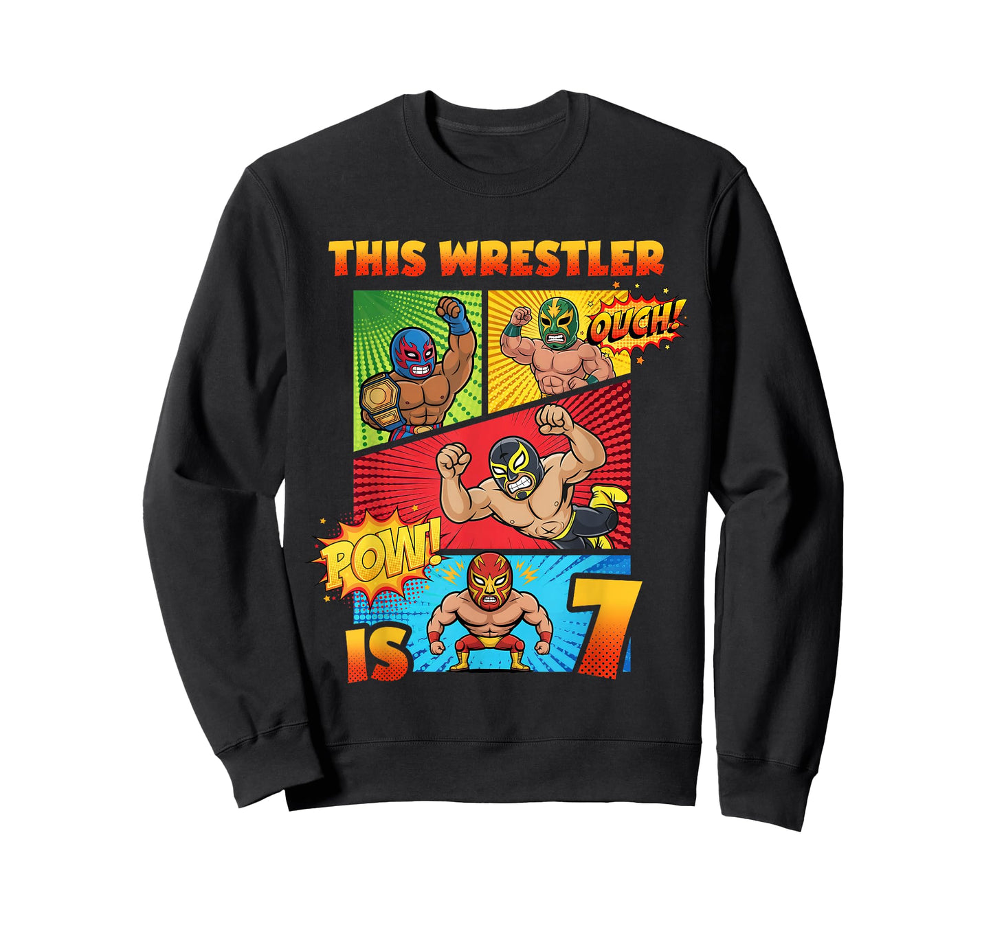 Wrestling 7th Birthday This Wrestler is 7 Cute Comic Book T-Shirt