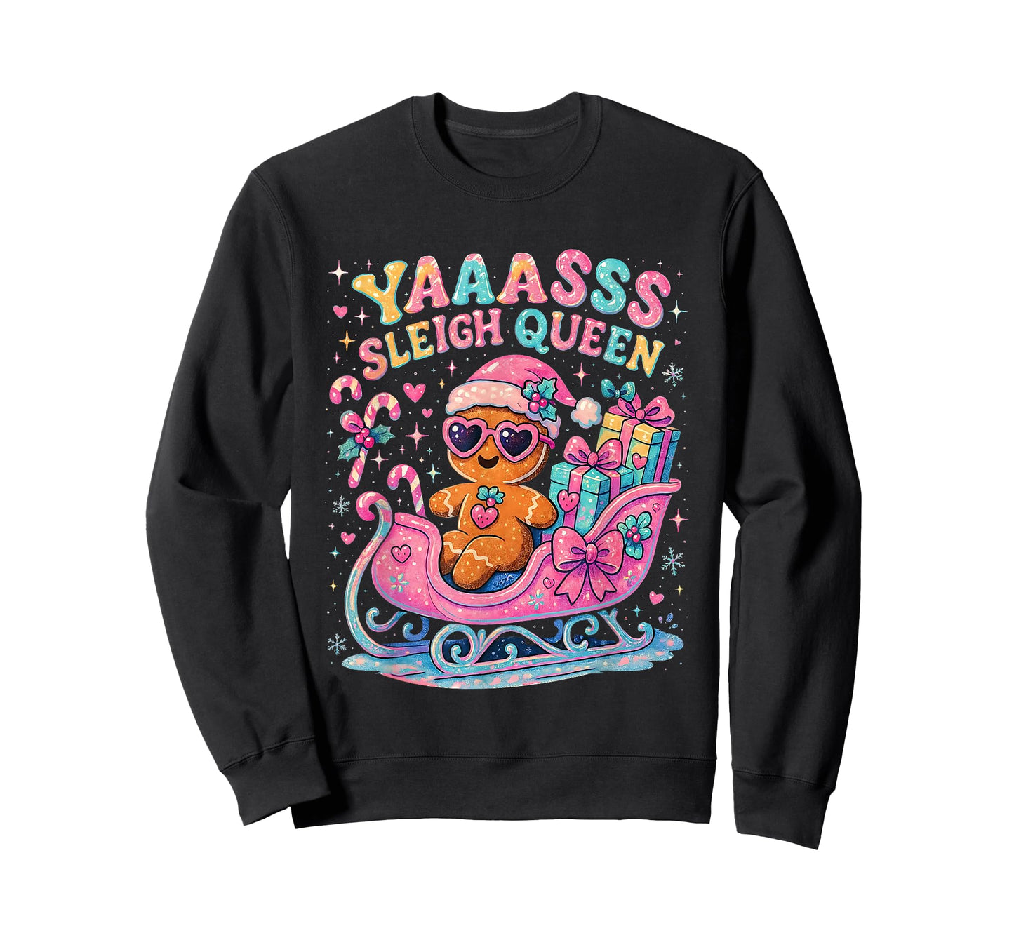 Yaaasss Sleigh Queen Cute Gingerbread Christmas Tee T-Shirt