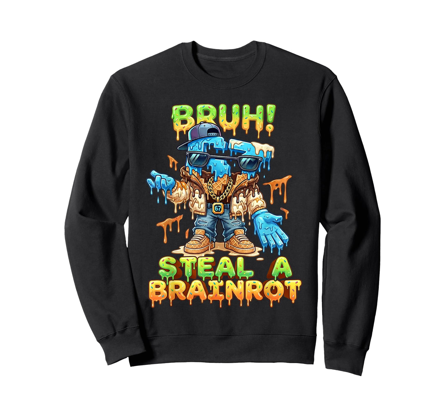 Funny Six Seven Meme - Bruh Steal A Brainrot - Funny 67 T-Shirt