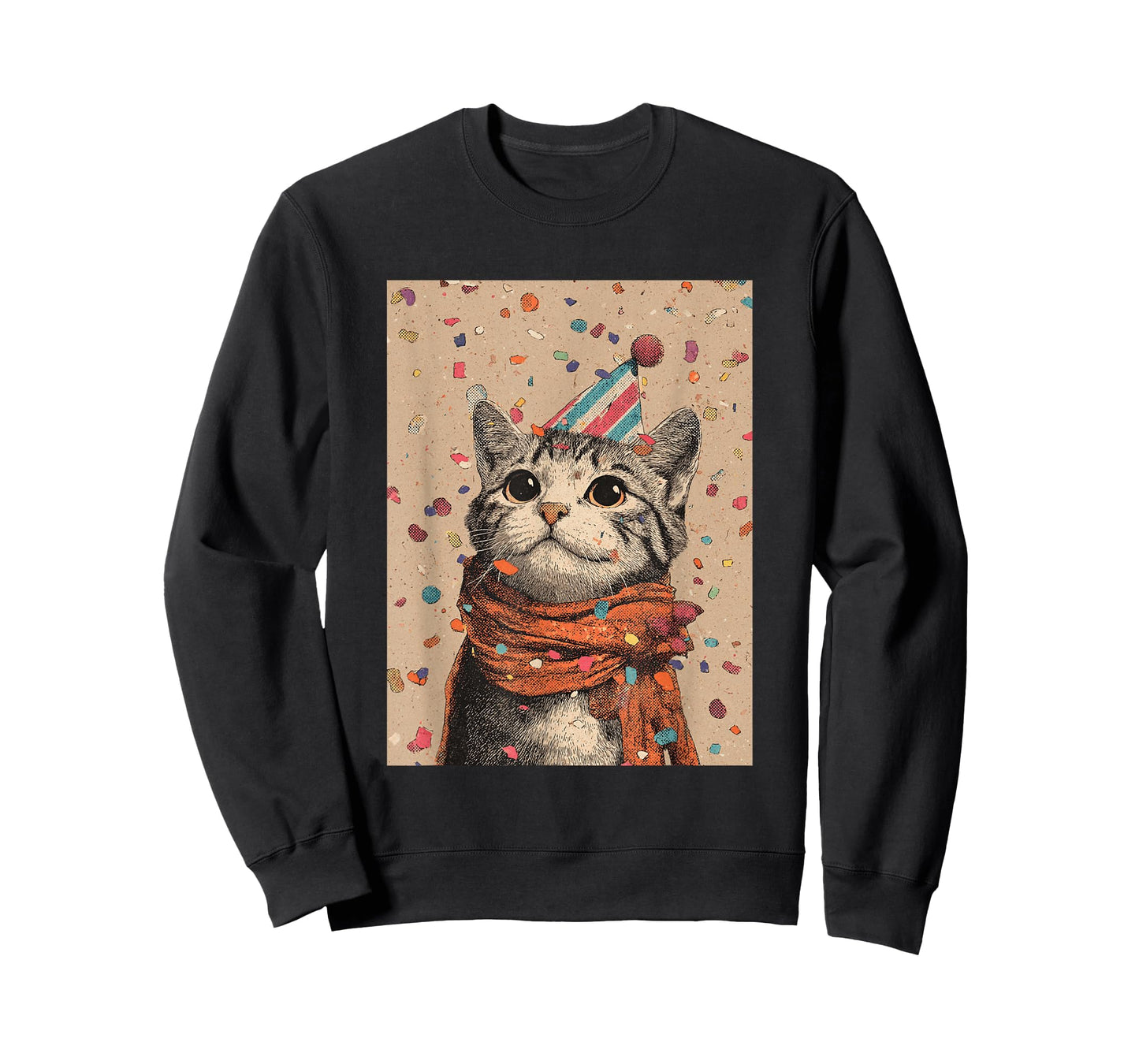 Cat Birthday Confetti Retro Pop Art T-Shirt