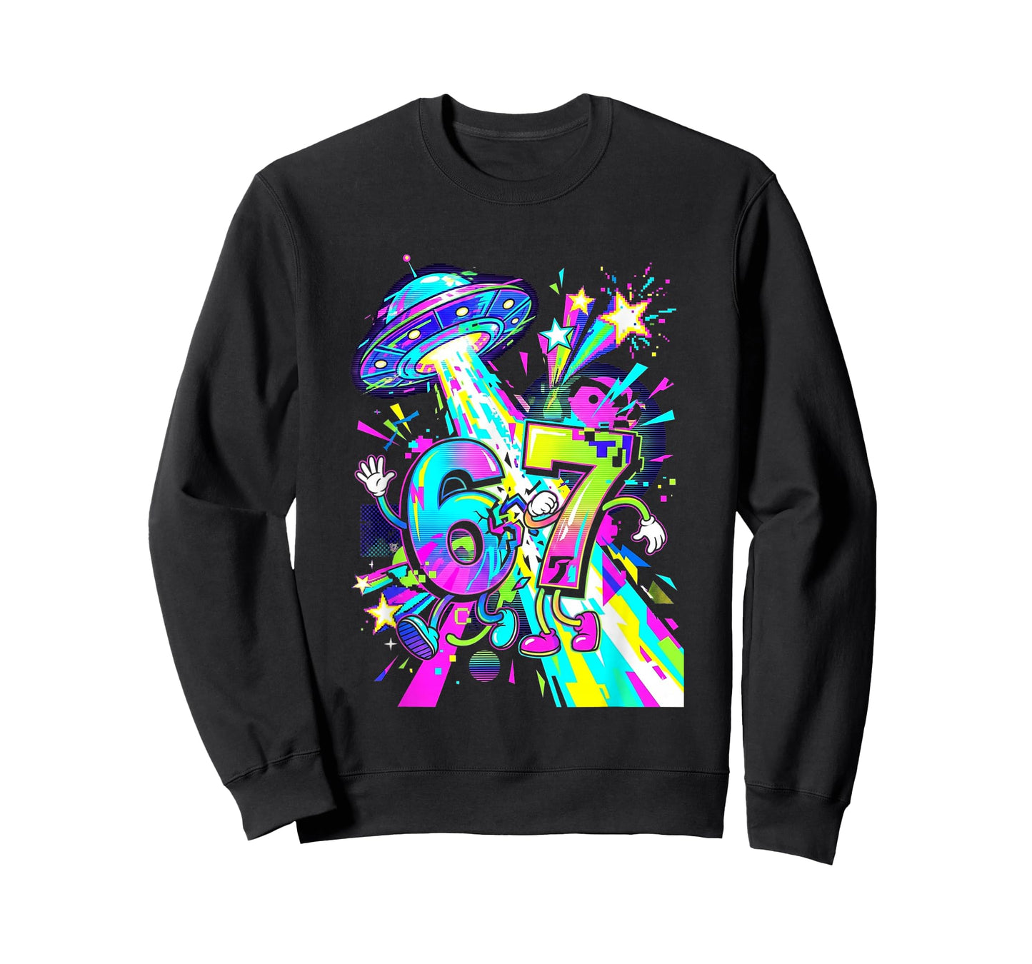 Alien Abduction Six Seven Funny Math Humor Meme Retro T-Shirt
