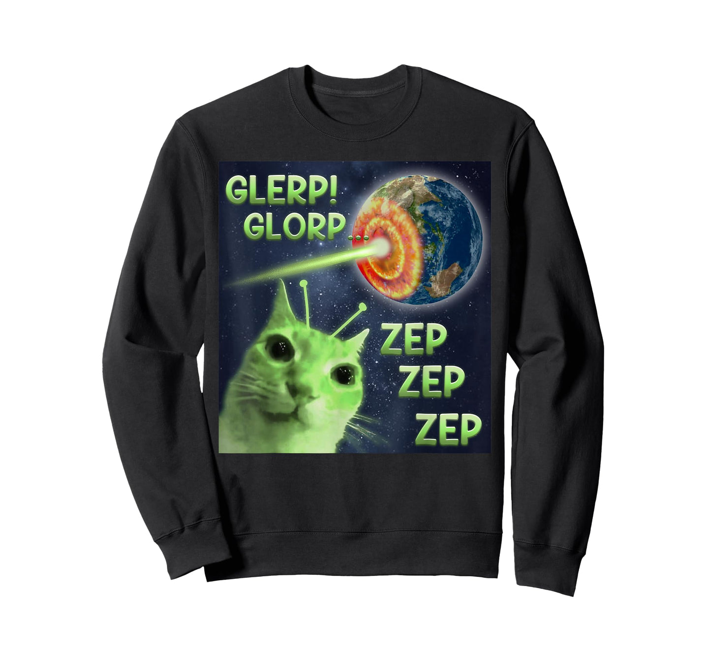 Glerp Glorp Zep Zep Zep Funny Alien Cat Meme T-Shirt