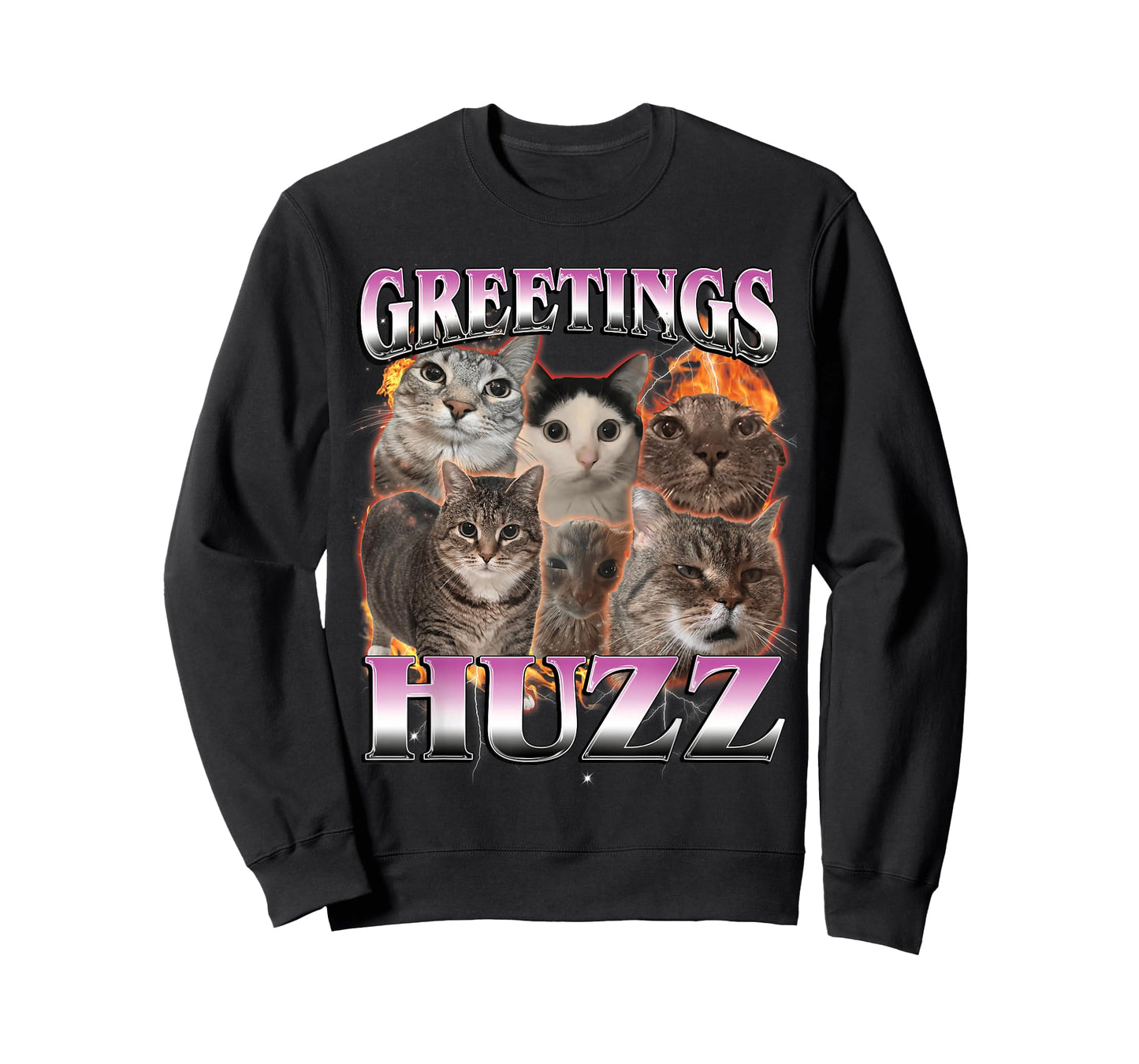 Greetings Huzz Funny Stupid Dank Cat Meme Bootleg Graphic T-Shirt