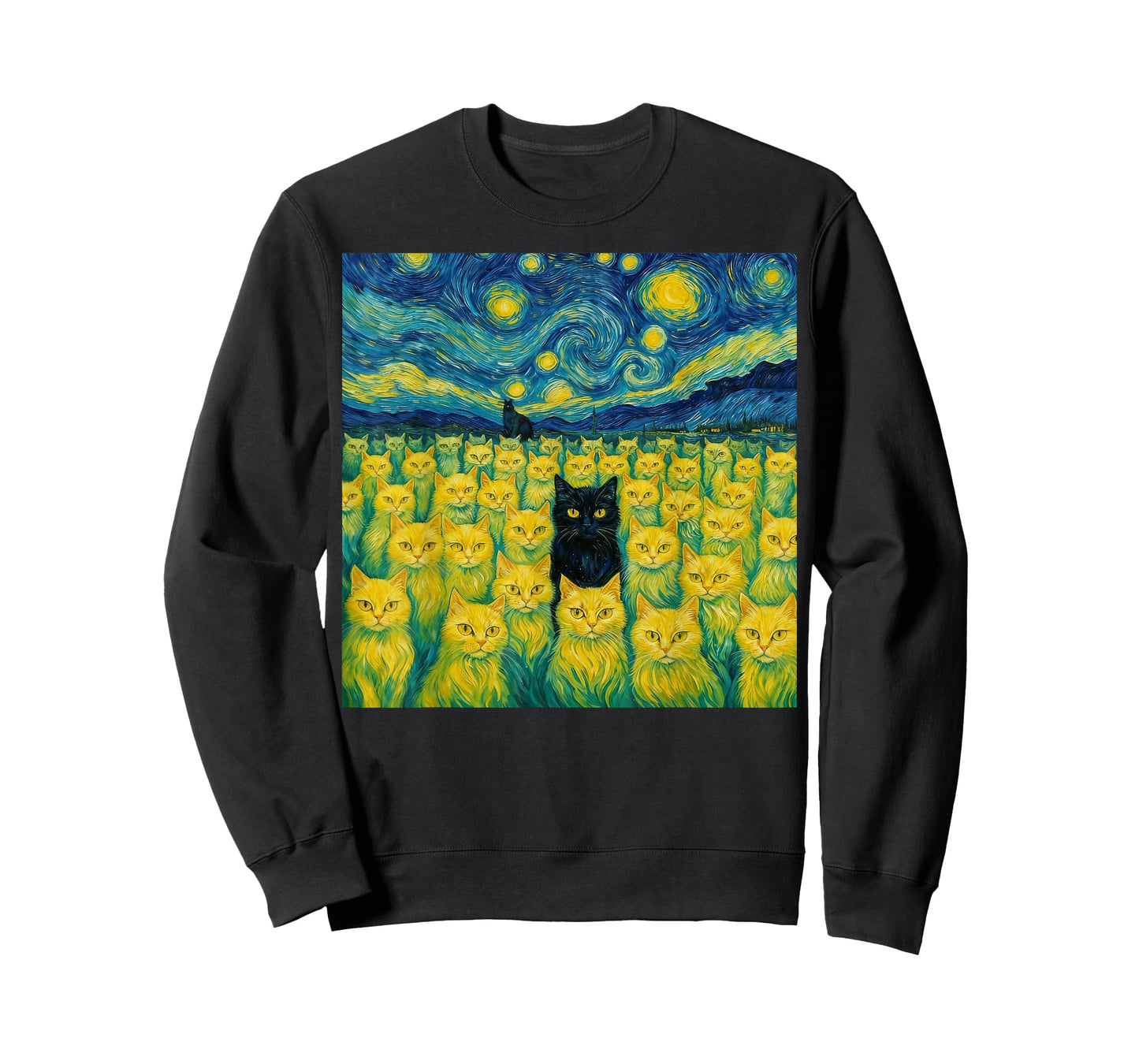 Cat Starry Night Van Gogh Cat for Cat Lover T-Shirt