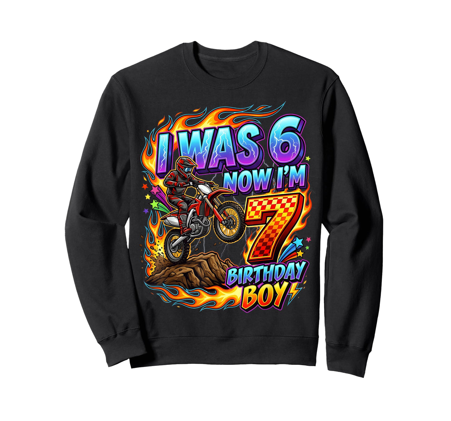 I was 6 Now I'm 7 Year Old Birthday boy Motocross 7th T-Shirt