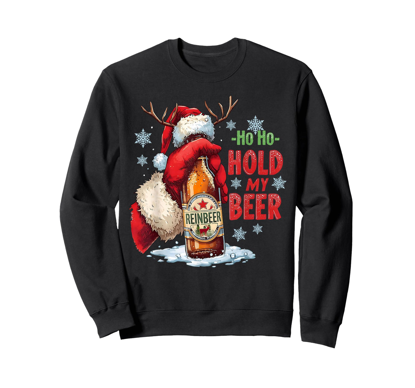 Ho Hold My Beer Funny Santa Holding Beer Christmas Drinking T-Shirt