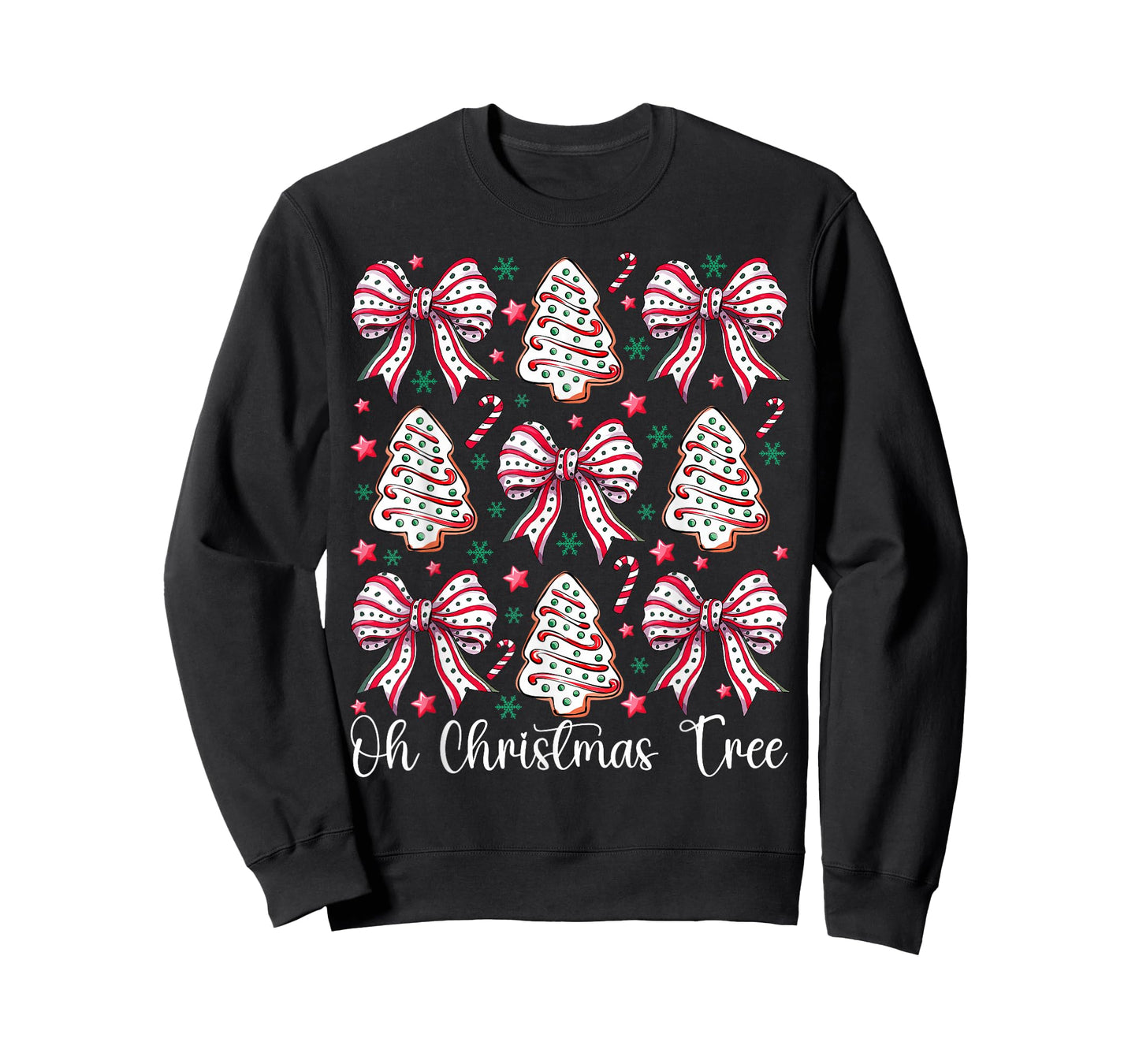Cute Christmas Tree Cakes Lovers Xmas Bow Women Girls T-Shirt