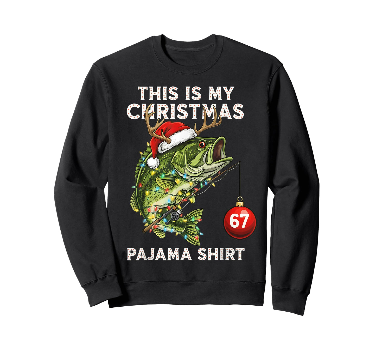 This is My Christmas Pajama Bass Fish Santa Hat Toddler Boys T-Shirt