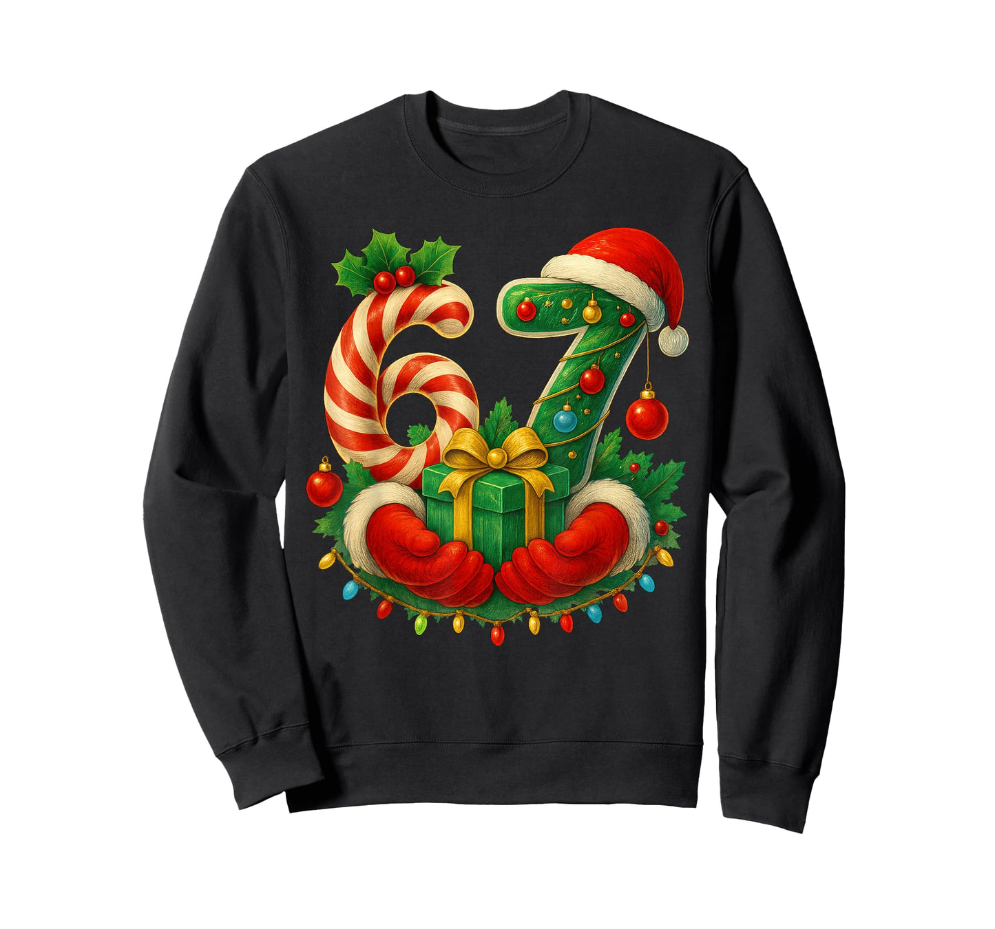 Funny 6 7 Meme 67 Gen Alpha 6 7 Hands Family Kids Christmas T-Shirt