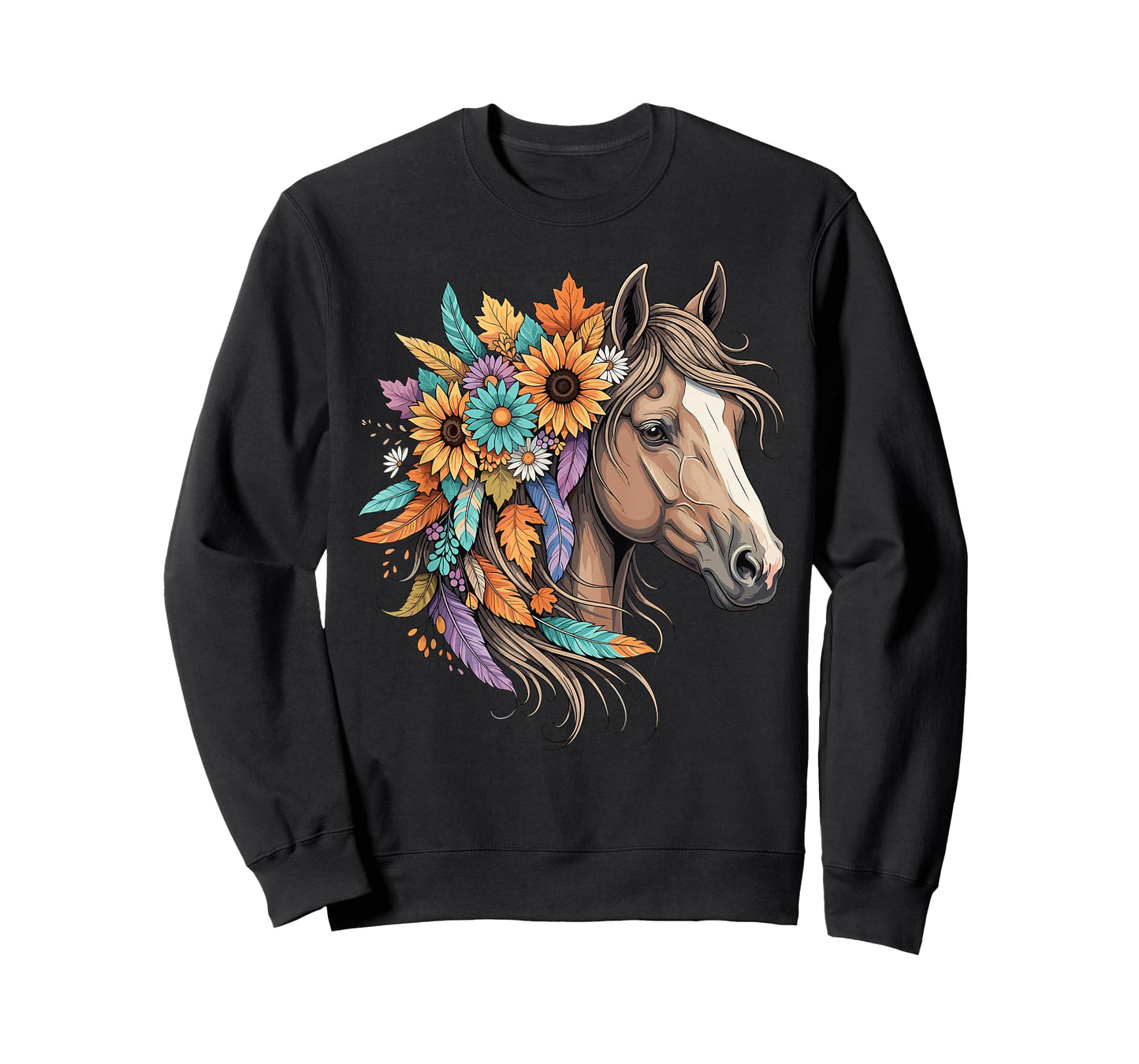 Floral Wild Horse Country Horse Riding Women Girls T-Shirt