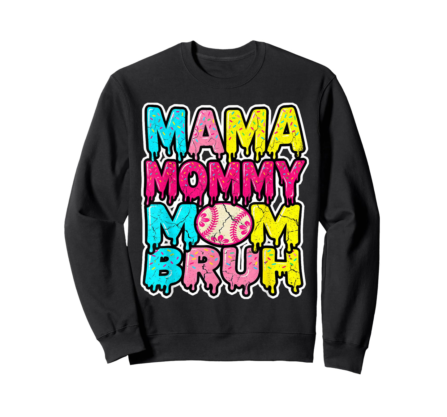 Retro Mama Mommy Mom Bruh Baseball Women Funny Girls T-Shirt