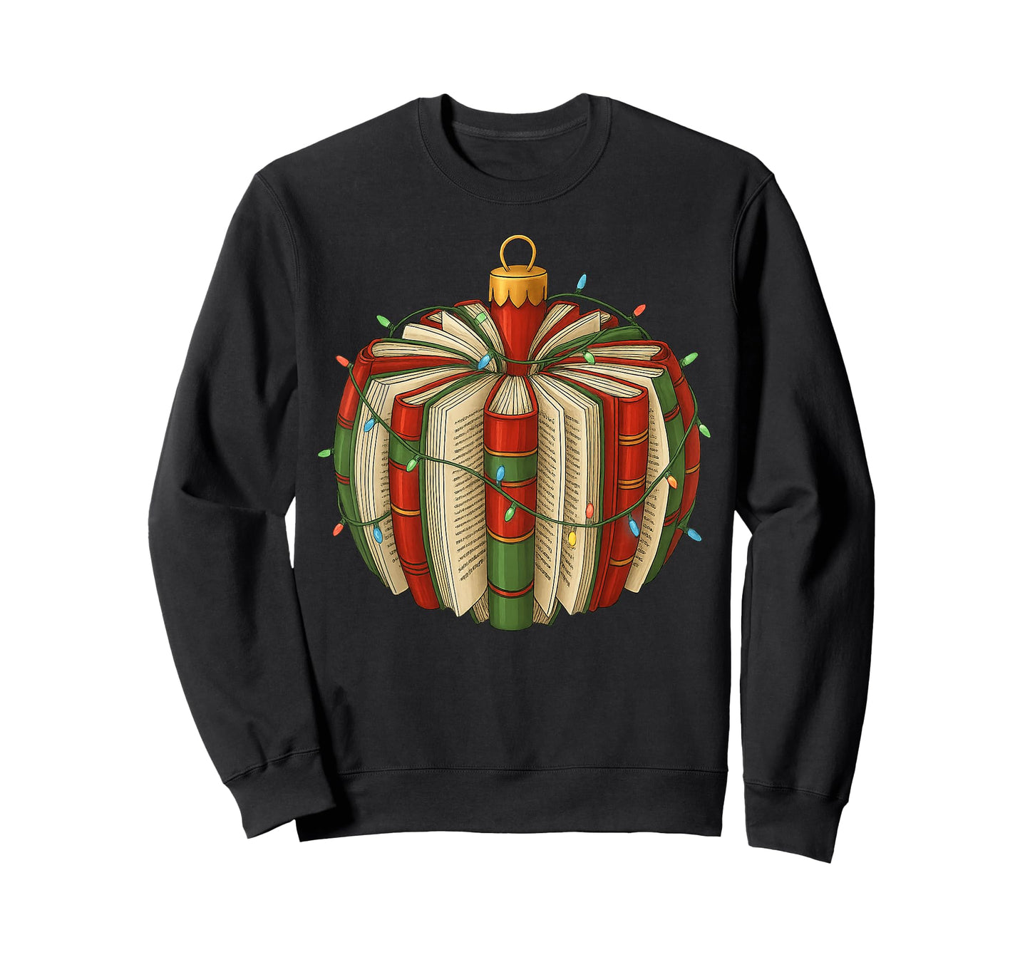 Christmas Book Ornament Lights Holiday Reading Lover Teacher T-Shirt