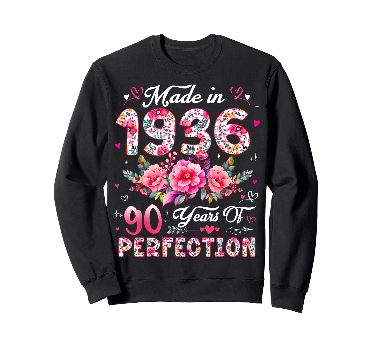 90 Year Old Made in 1936 Floral 90th Birthday Women T-Shirt