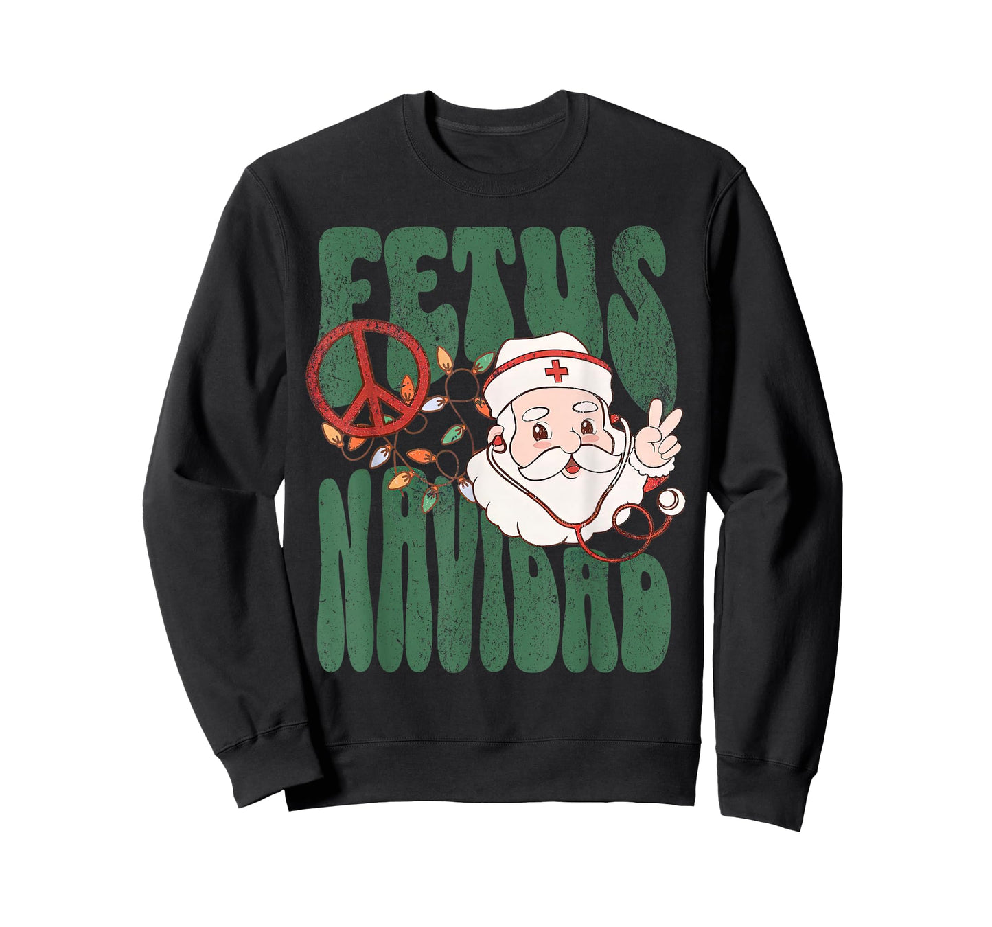 Retro Fetus Navidad Santa Claus Christmas OBGYN Nurse Hippie T-Shirt