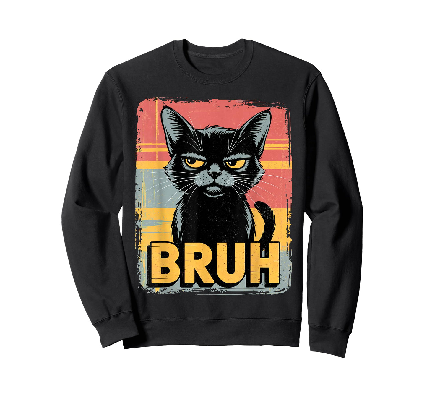 Sarcastic Bruh Anime - Grumpy Cartoon Meme Graphic Funny Cat T-Shirt