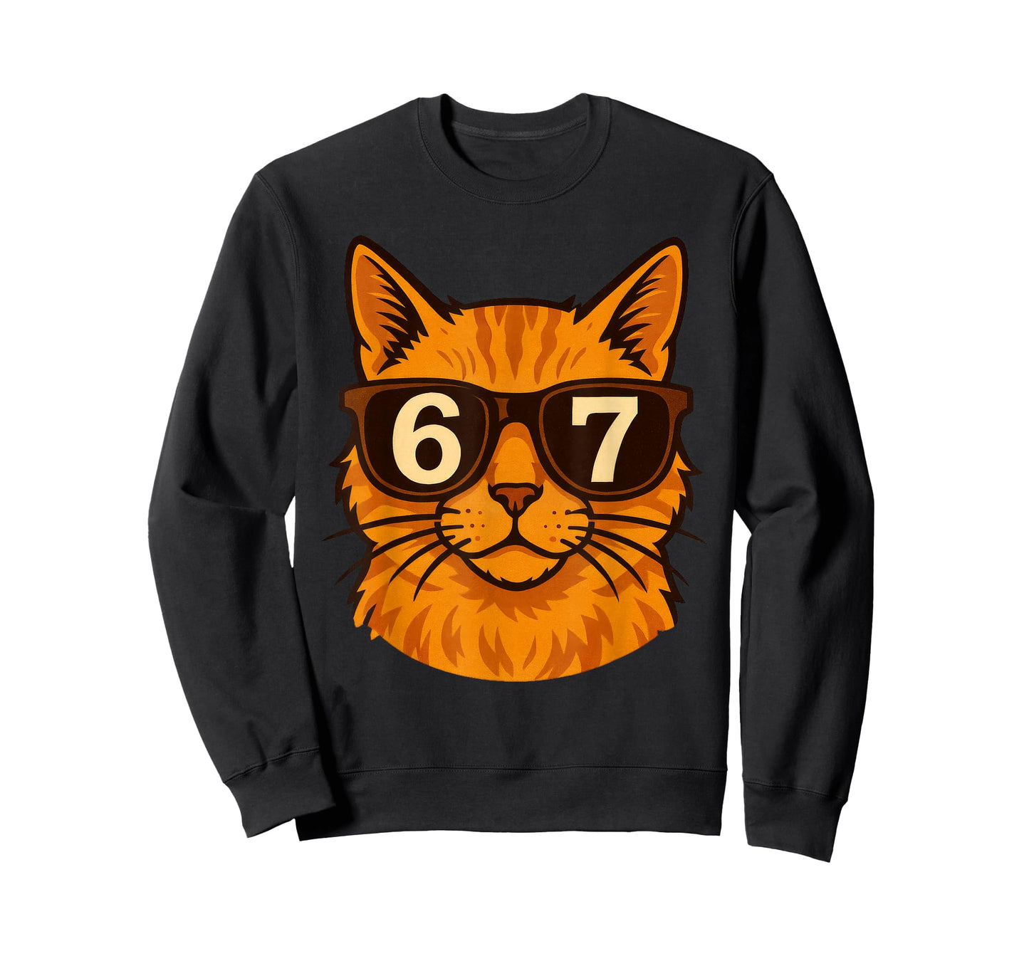 Funny Orange Cat Sunglasses 67 Six Seven Meme T-Shirt